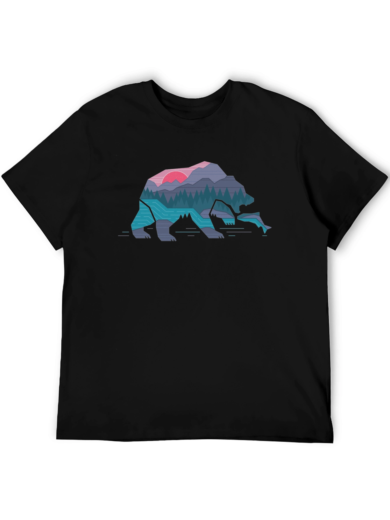 Geometric Bear Nature Scene Graphic Tee