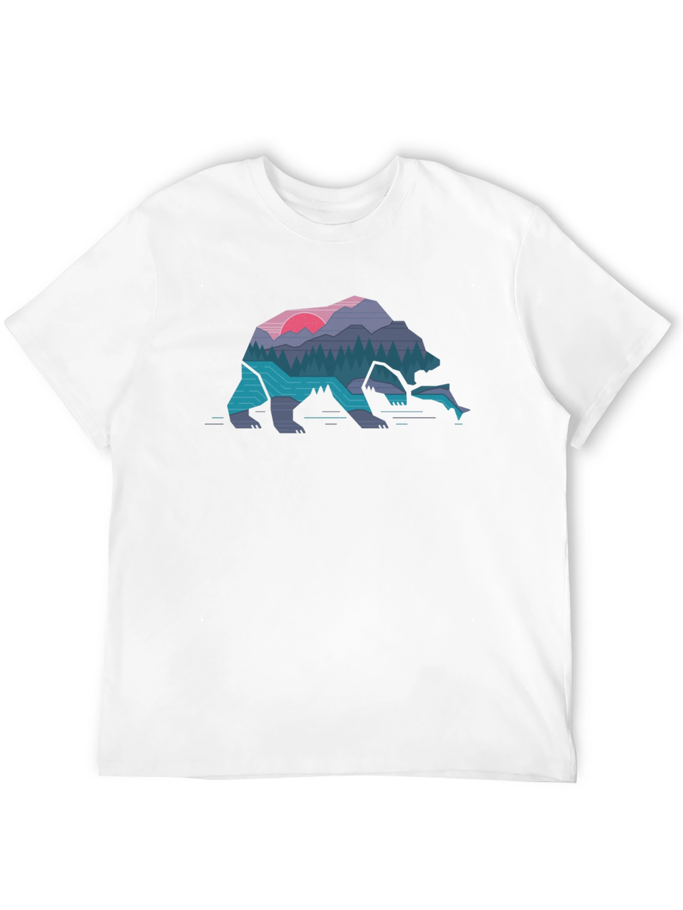 Geometric Bear Nature Scene Graphic Tee
