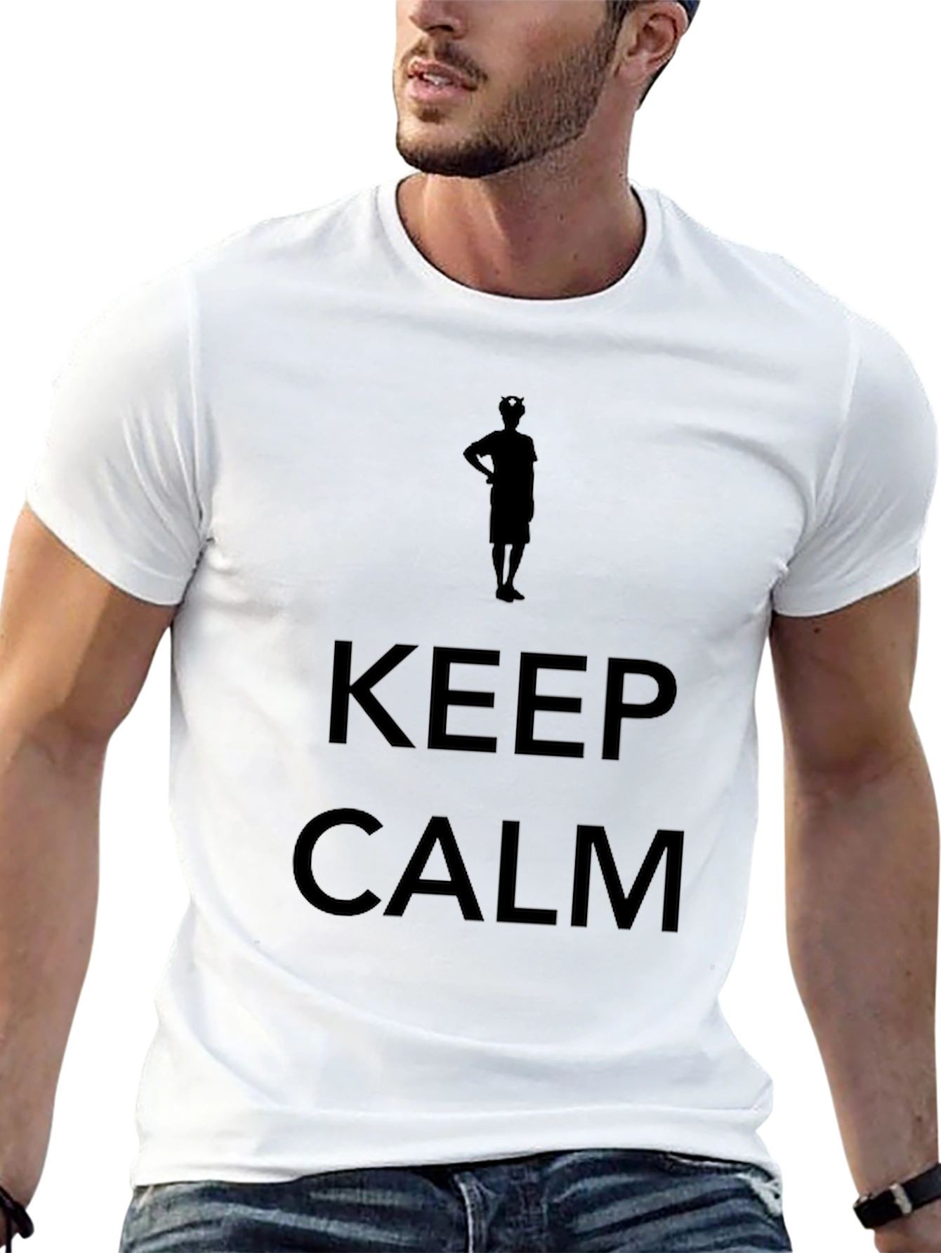 Mens Keep Calm Graphic Print Black T-Shirt
