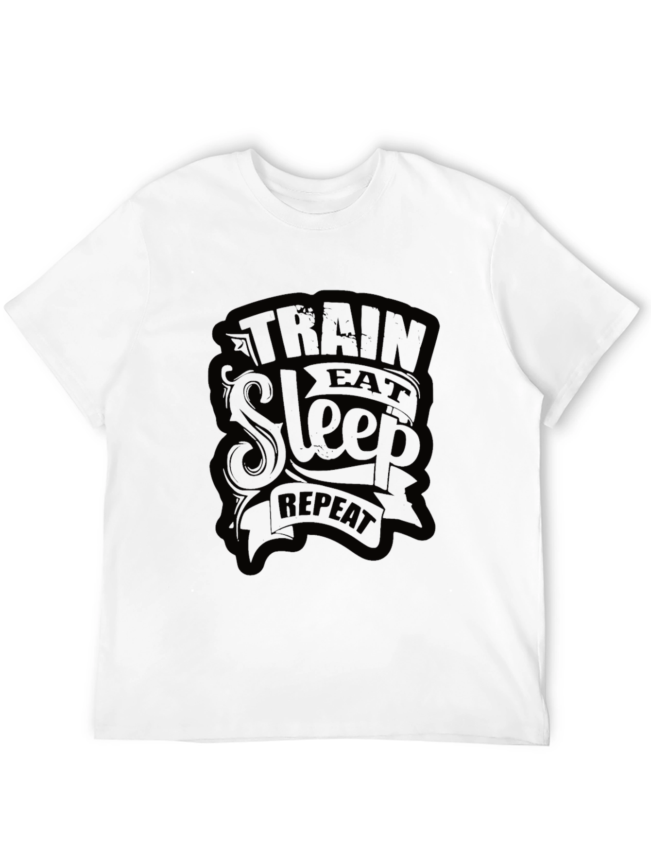 Train Eat Sleep Repeat Mens Black T-Shirt