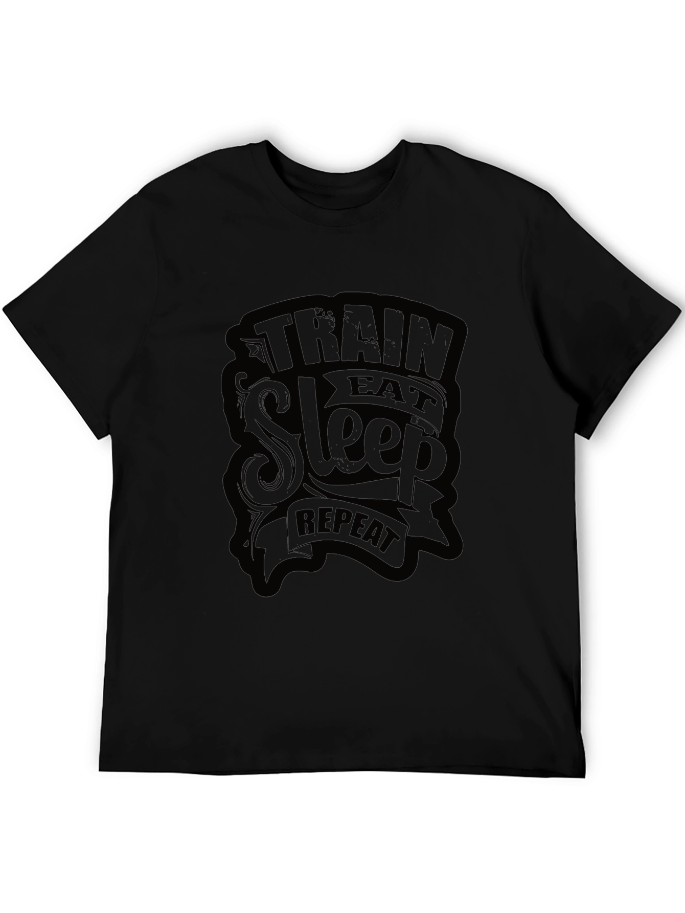 Train Eat Sleep Repeat Mens Black T-Shirt