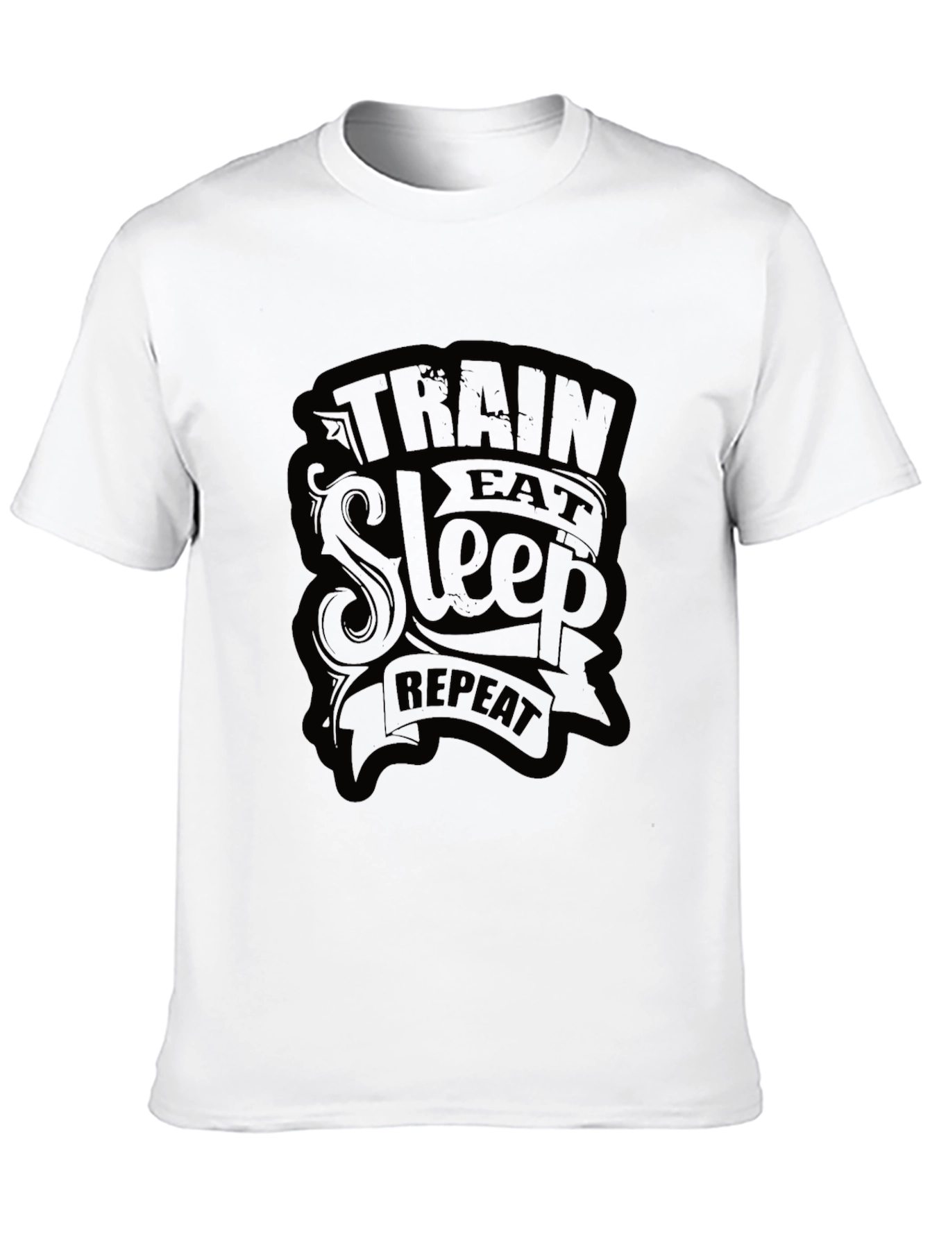 Train Eat Sleep Repeat Mens Black T-Shirt
