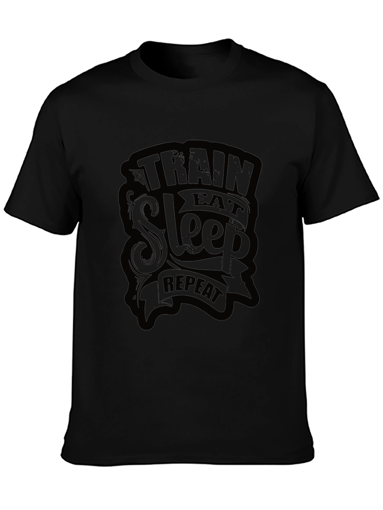 Train Eat Sleep Repeat Mens Black T-Shirt