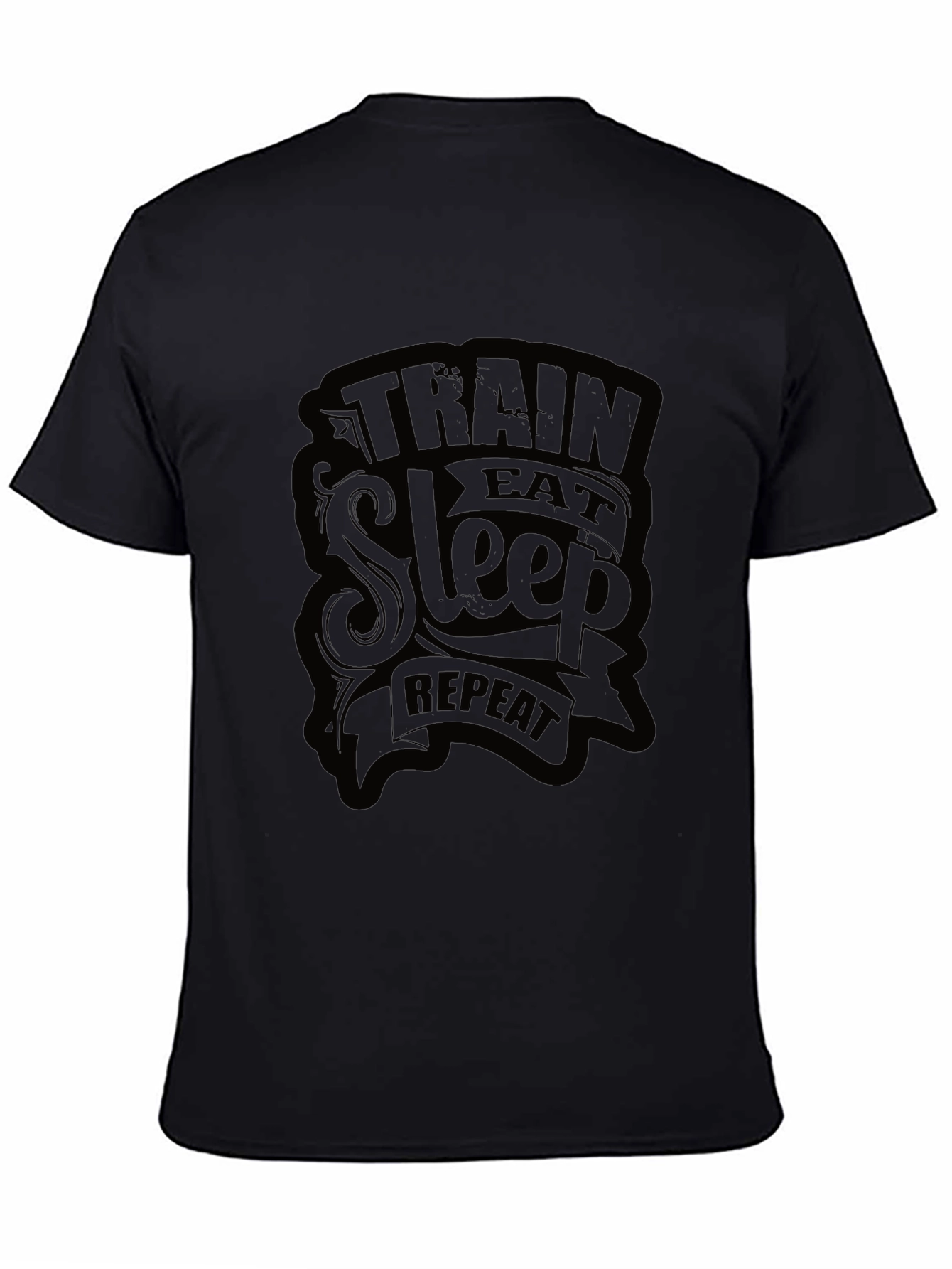 Train Eat Sleep Repeat Mens Black T-Shirt
