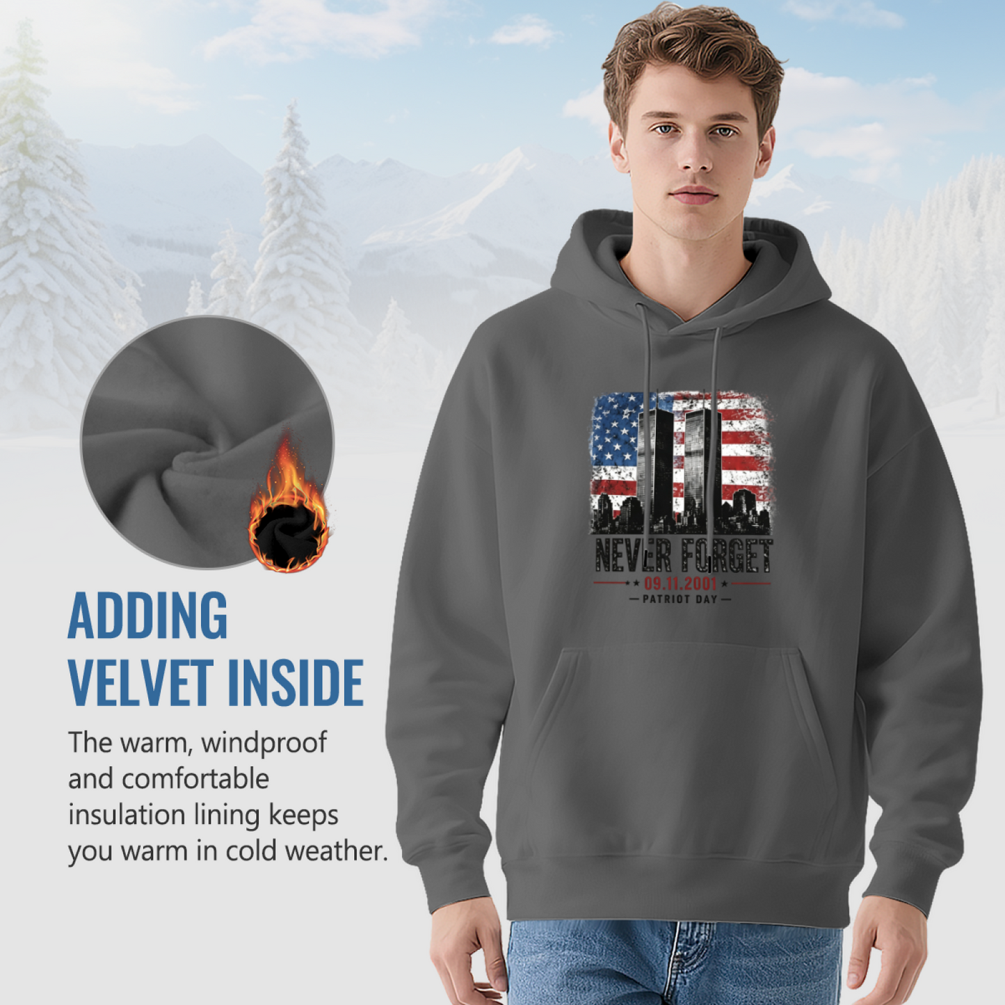 Distressed Vintage Flag Twin Towers Patriot Day 9/11 Hoodie