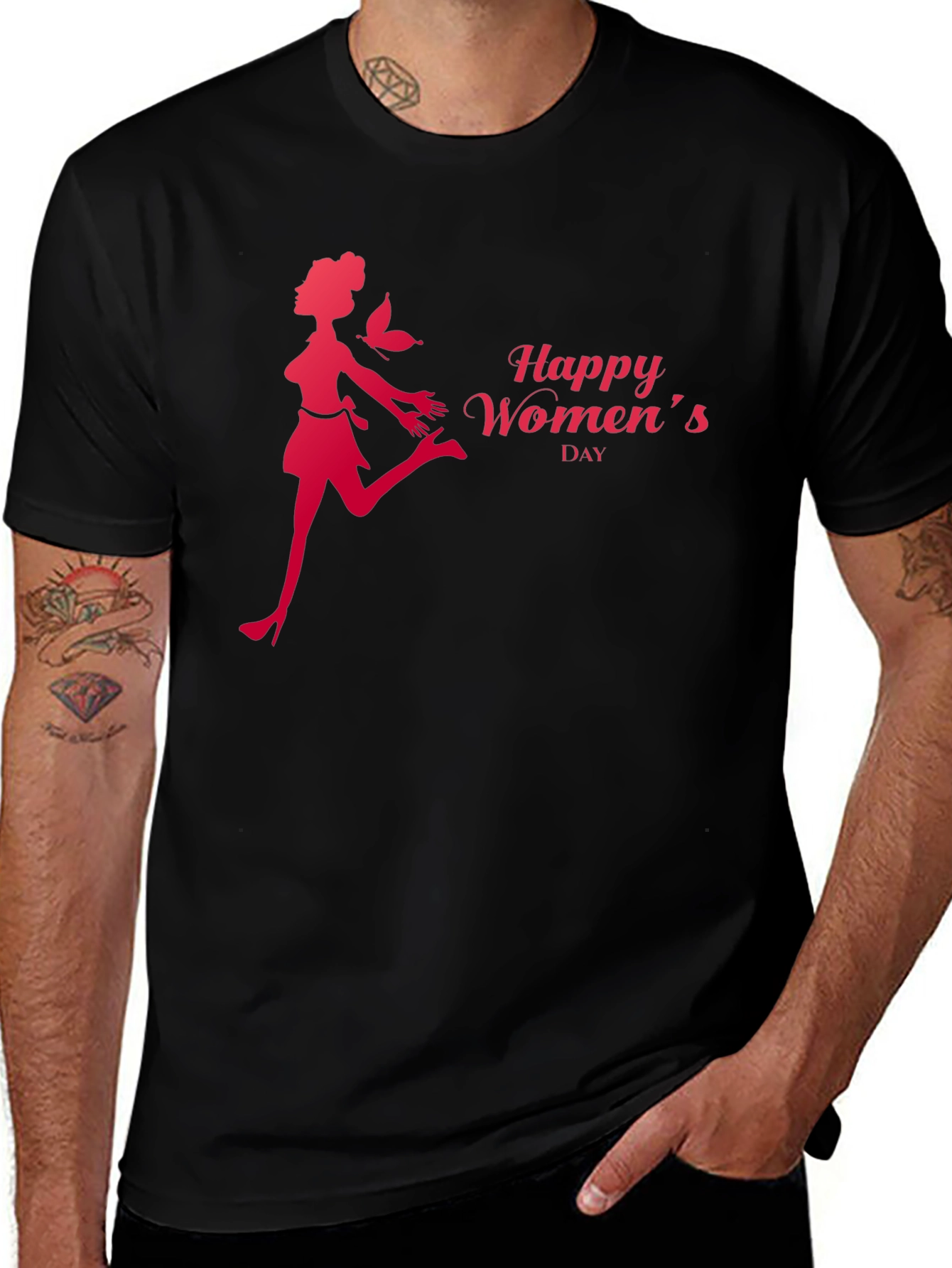Happy Womens Day Graphic Tee - Stylish Black T-Shirt