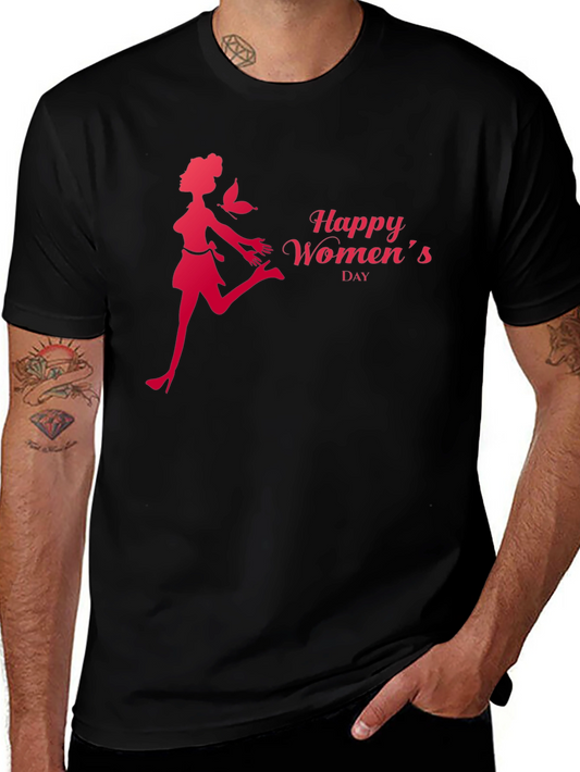 Happy Womens Day Graphic Tee - Stylish Black T-Shirt