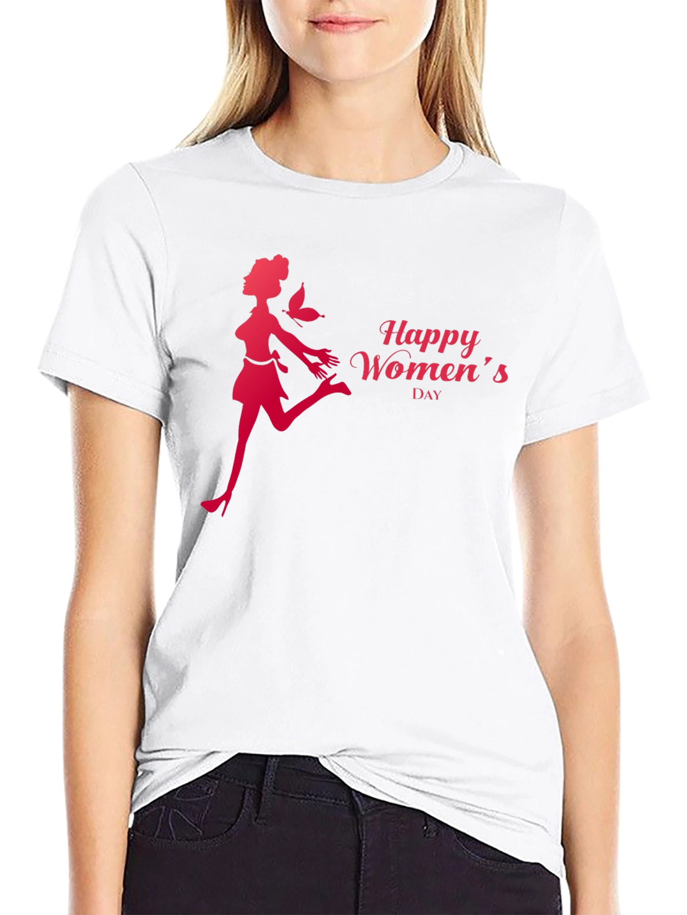Happy Womens Day Graphic Tee - Stylish Black T-Shirt