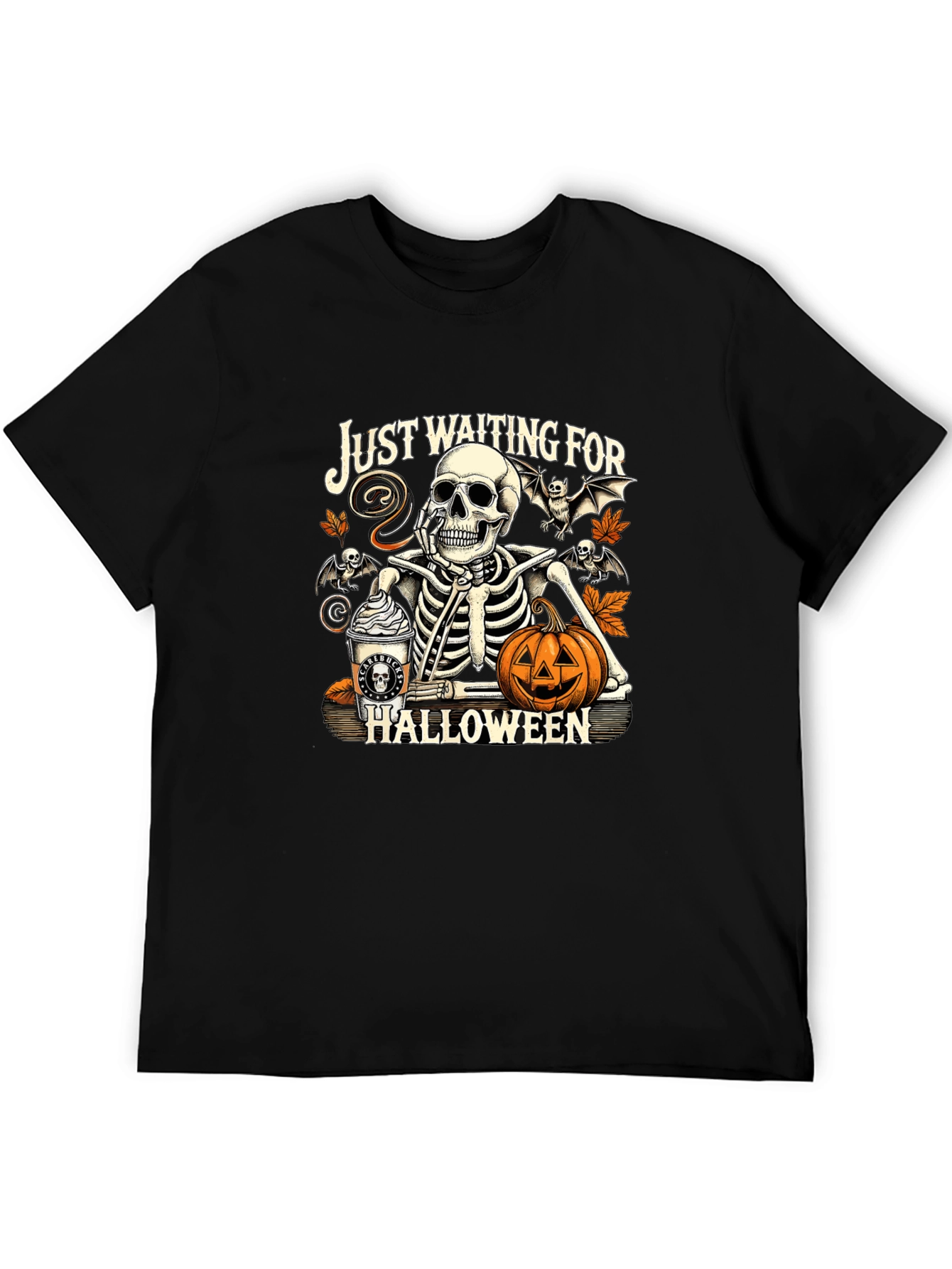 Just Waiting for Halloween Skeleton T-Shirt
