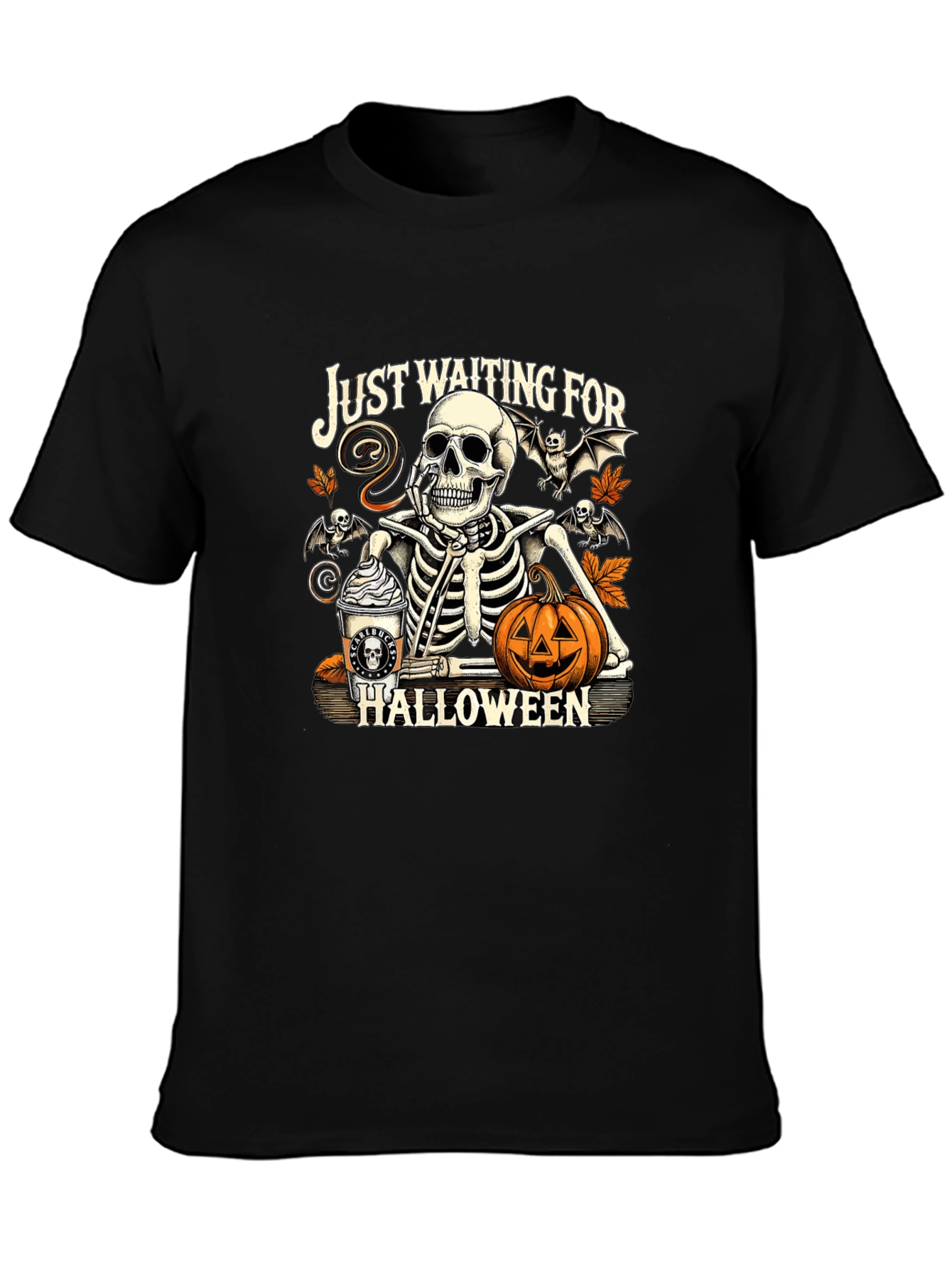 Just Waiting for Halloween Skeleton T-Shirt