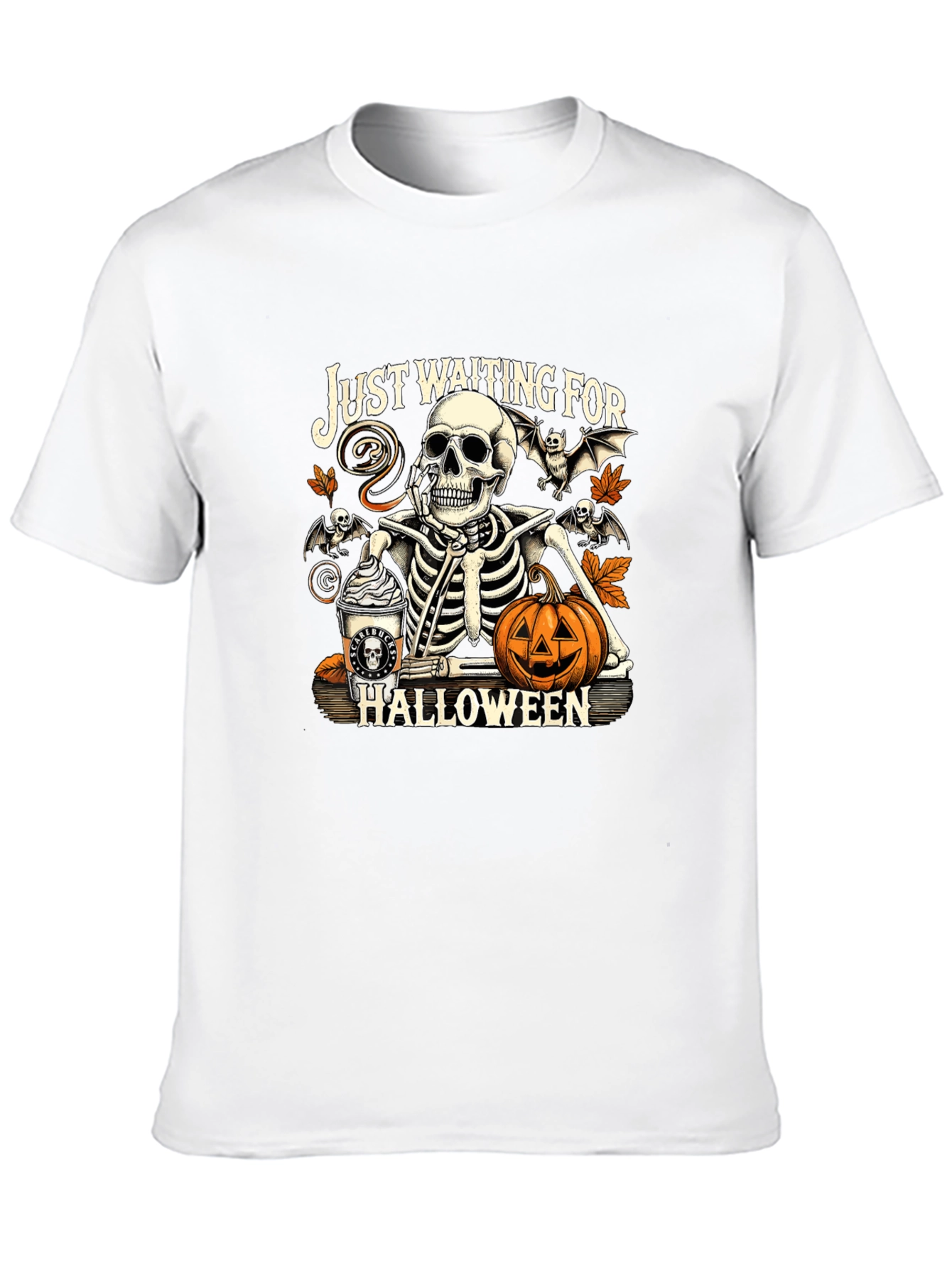 Just Waiting for Halloween Skeleton T-Shirt