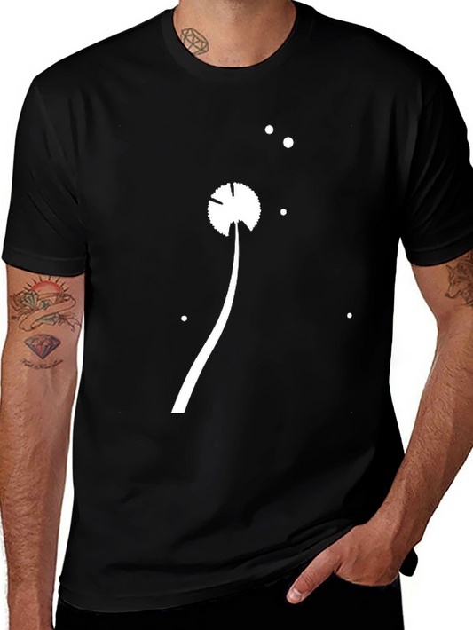 Dandelion Graphic Tee - Minimalist Black Cotton Shirt