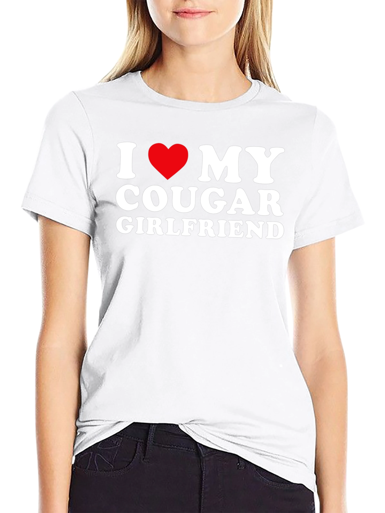 I Love My Cougar Girlfriend Black T-Shirt