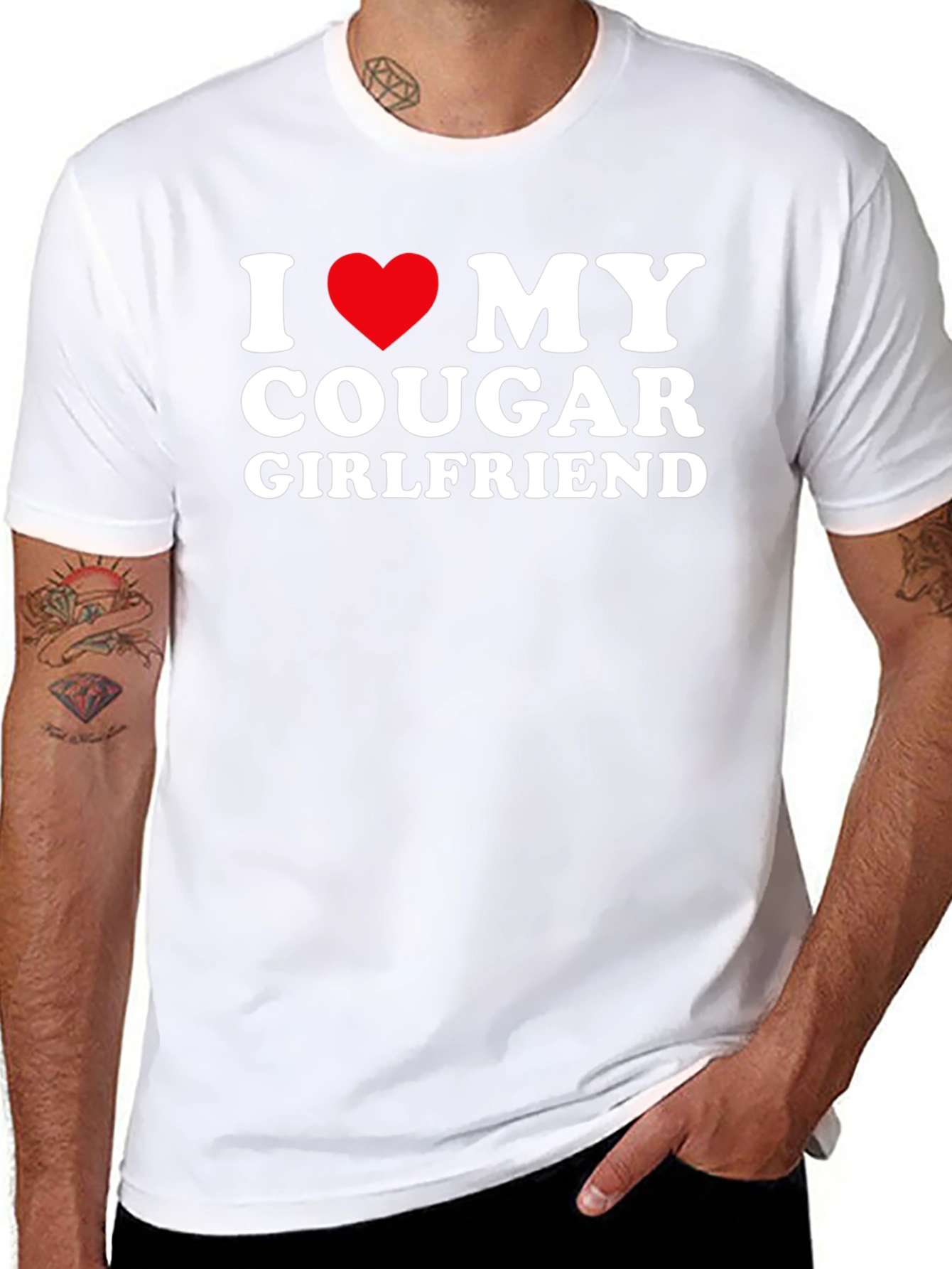 I Love My Cougar Girlfriend Black T-Shirt