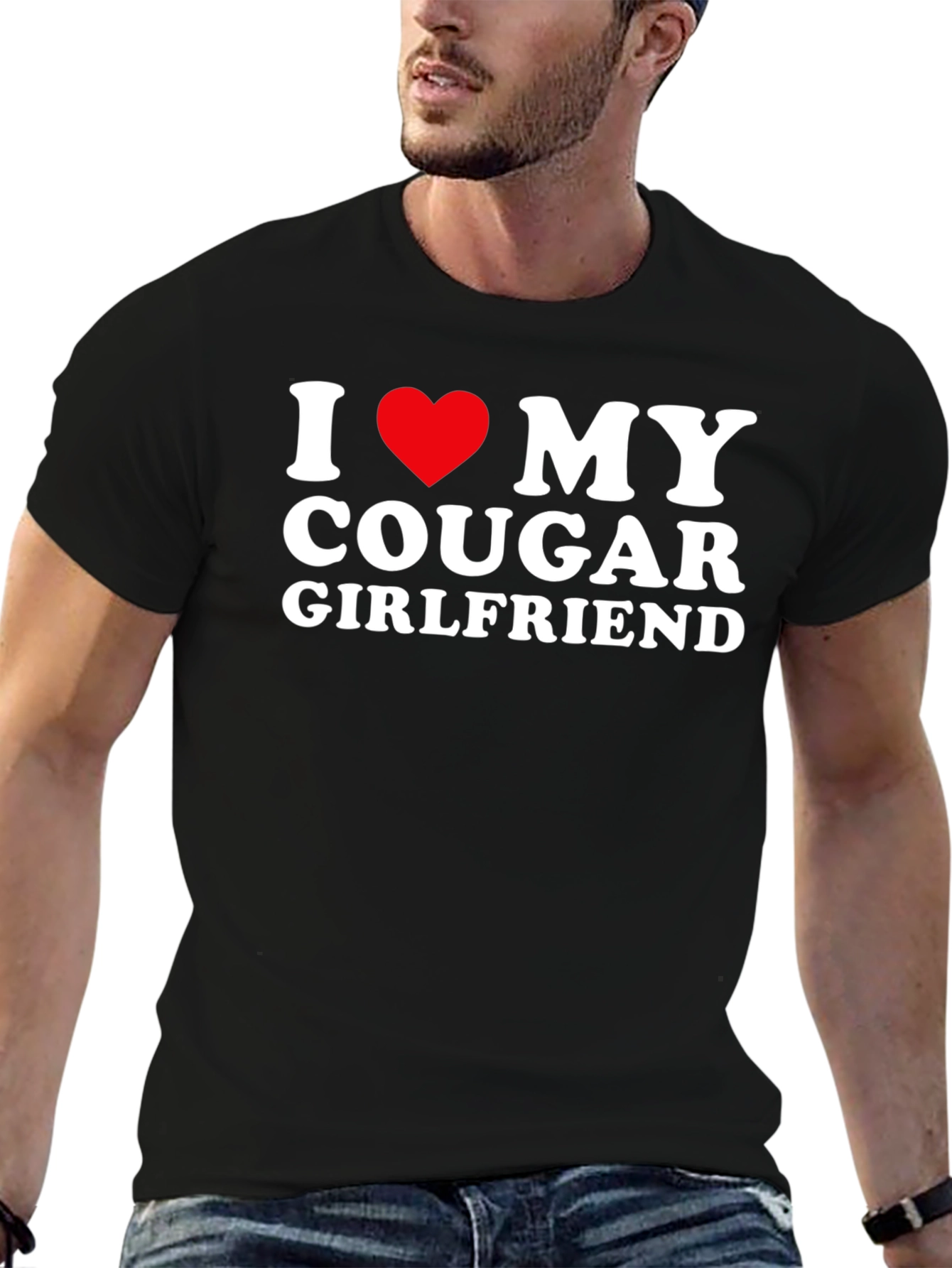 I Love My Cougar Girlfriend Black T-Shirt