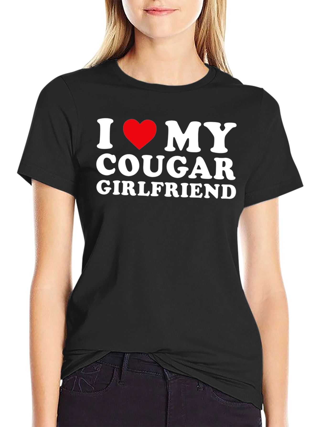 I Love My Cougar Girlfriend Black T-Shirt