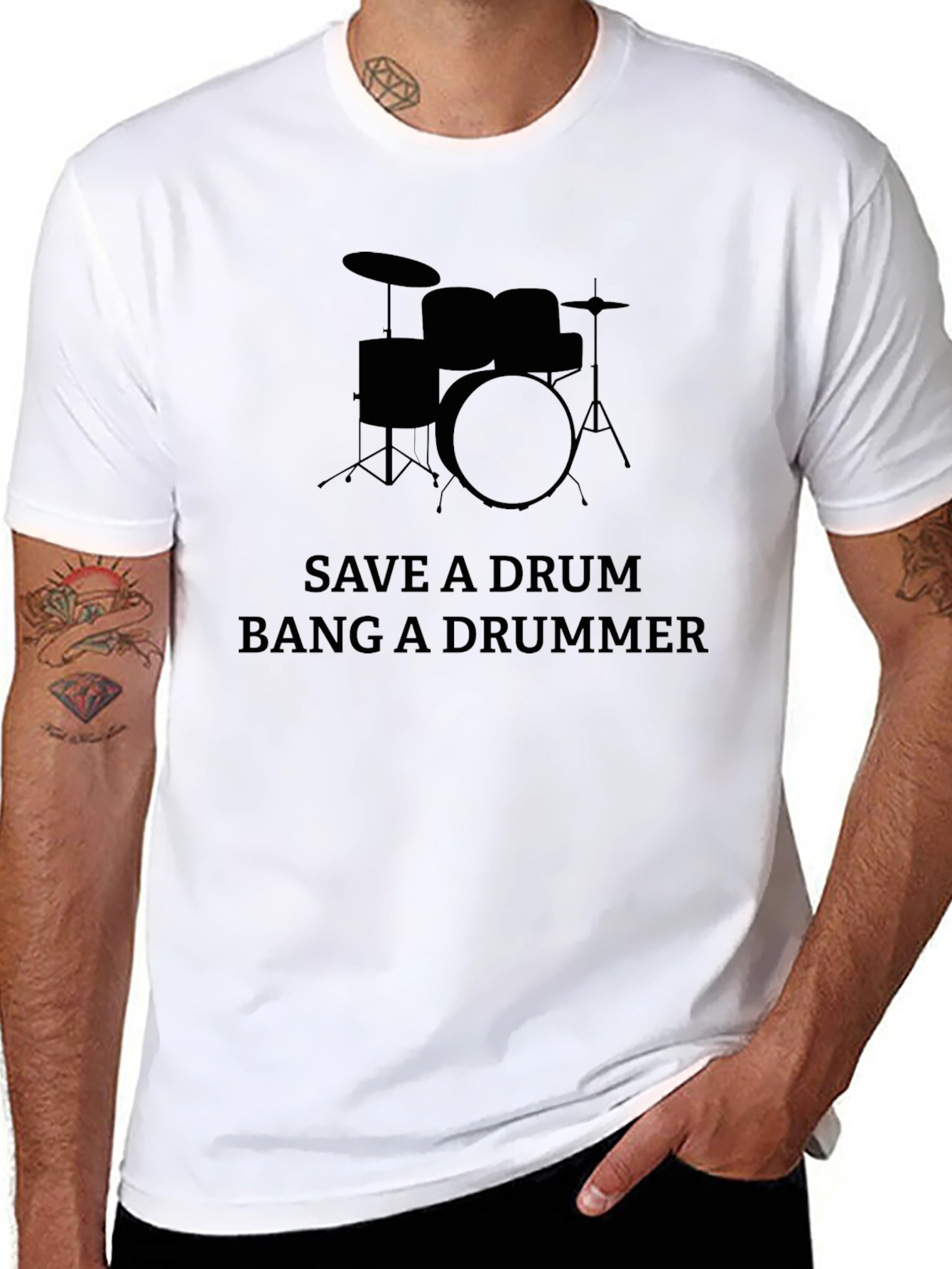 Save a Drum Bang a Drummer T-Shirt - Black
