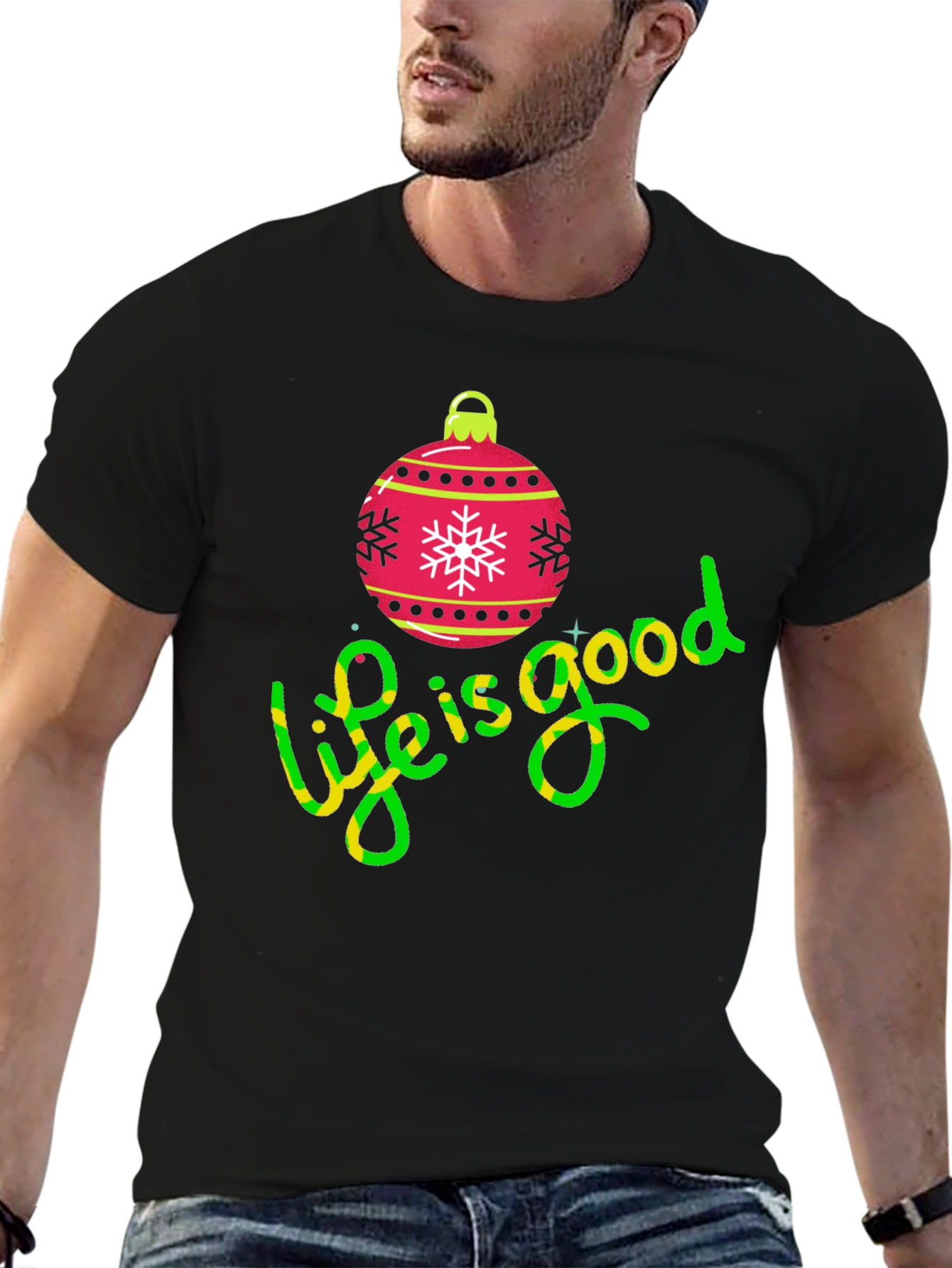 Festive Life is Good Christmas Ornament Tee