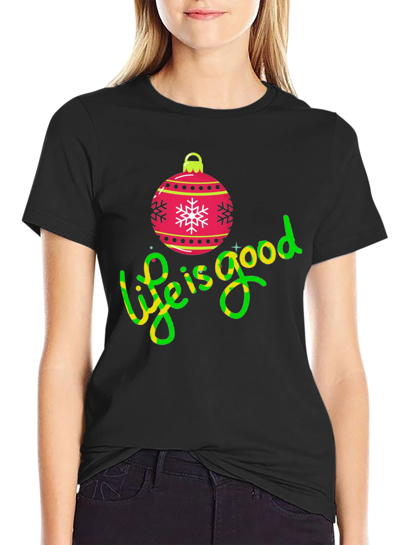 Festive Life is Good Christmas Ornament Tee