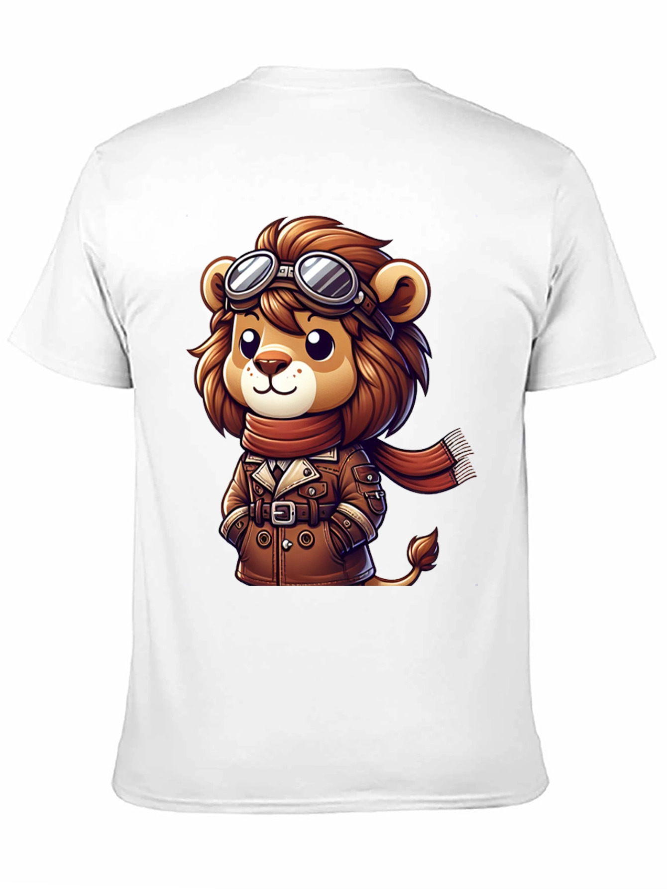 Cartoon Lion Aviator Graphic Tee - Black