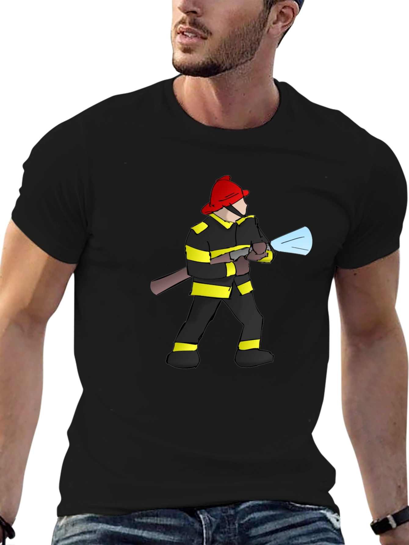 Firefighter Graphic Black T-Shirt
