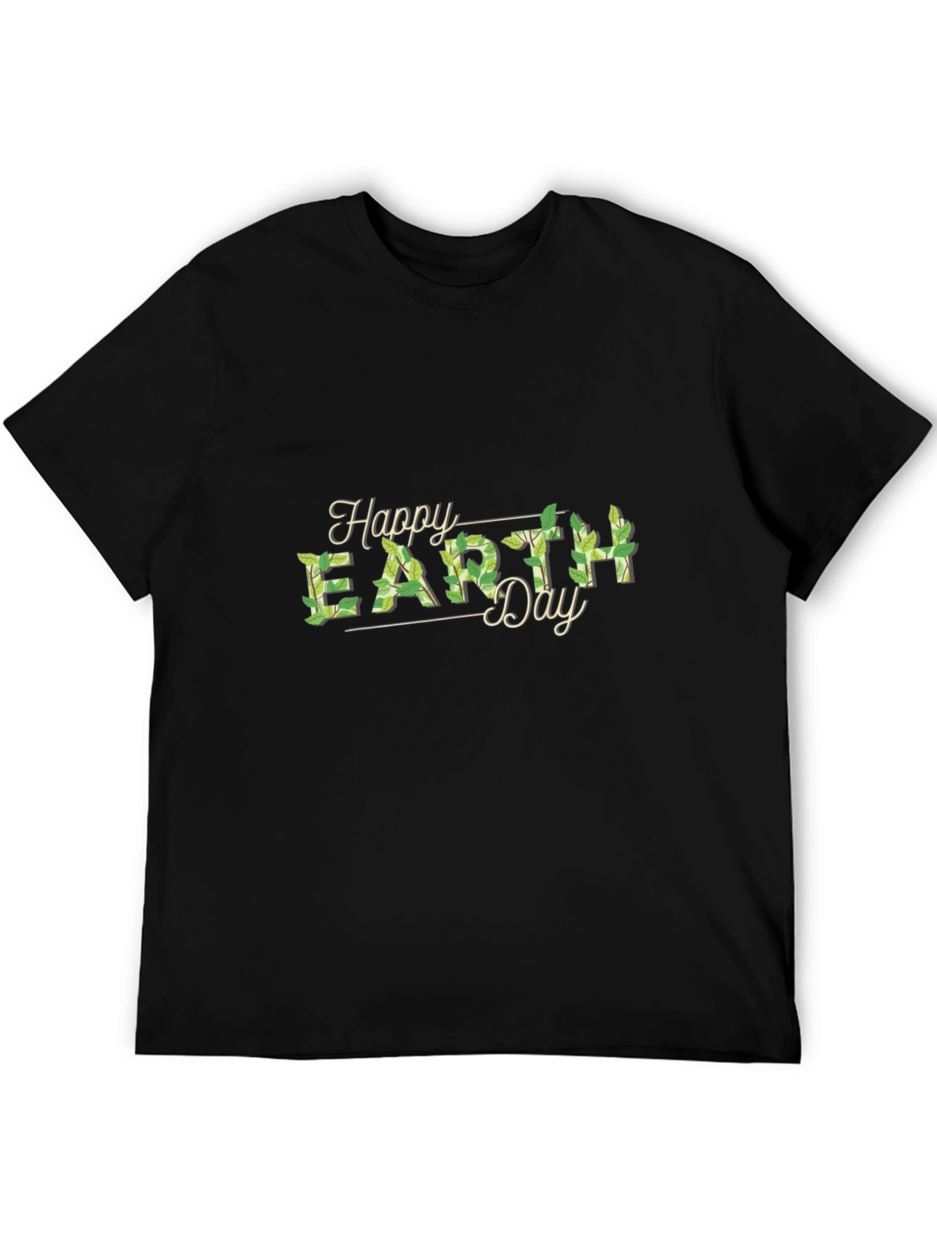Happy Earth Day Graphic Tee - Black Crew Neck
