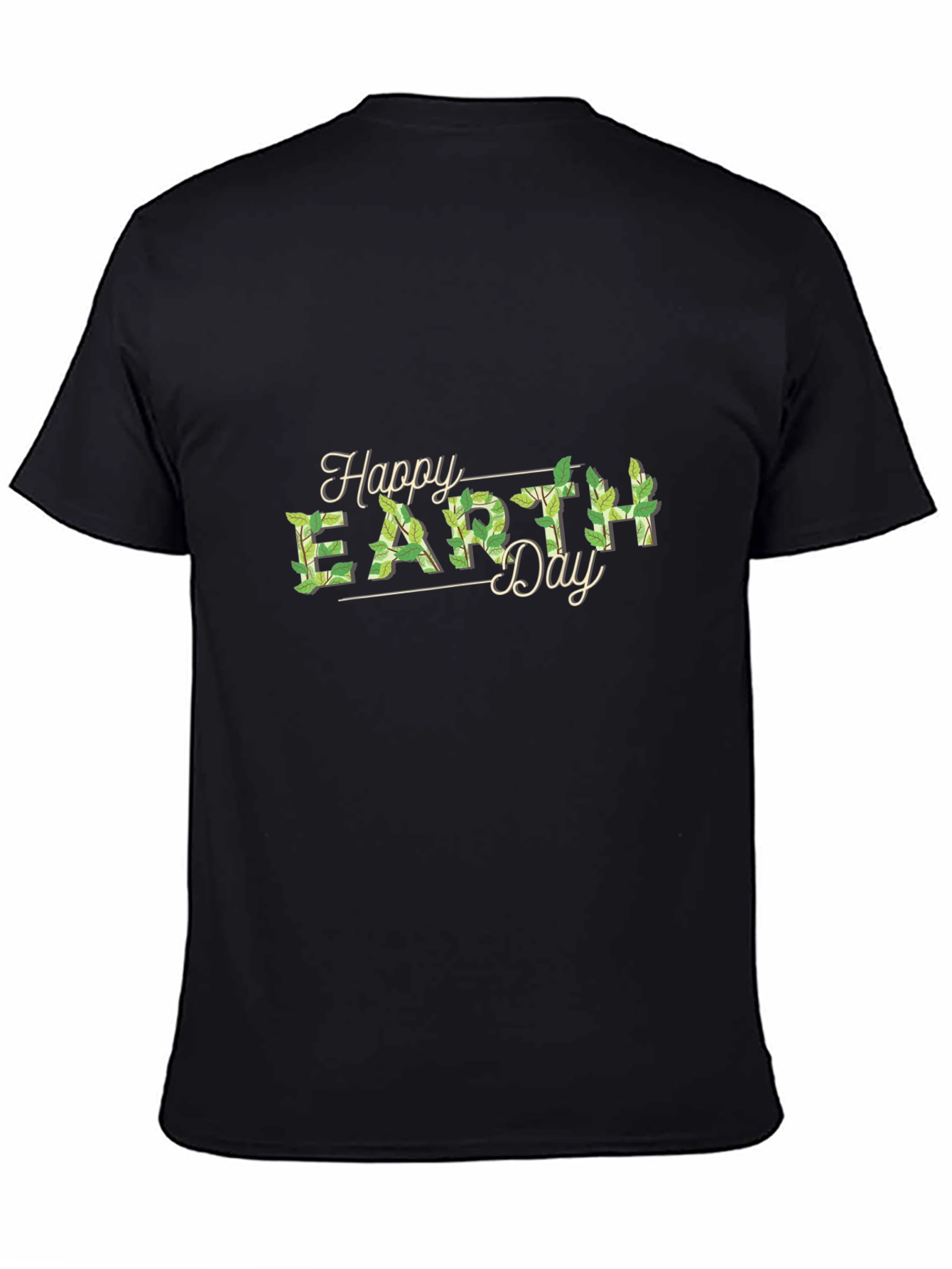 Happy Earth Day Graphic Tee - Black Crew Neck