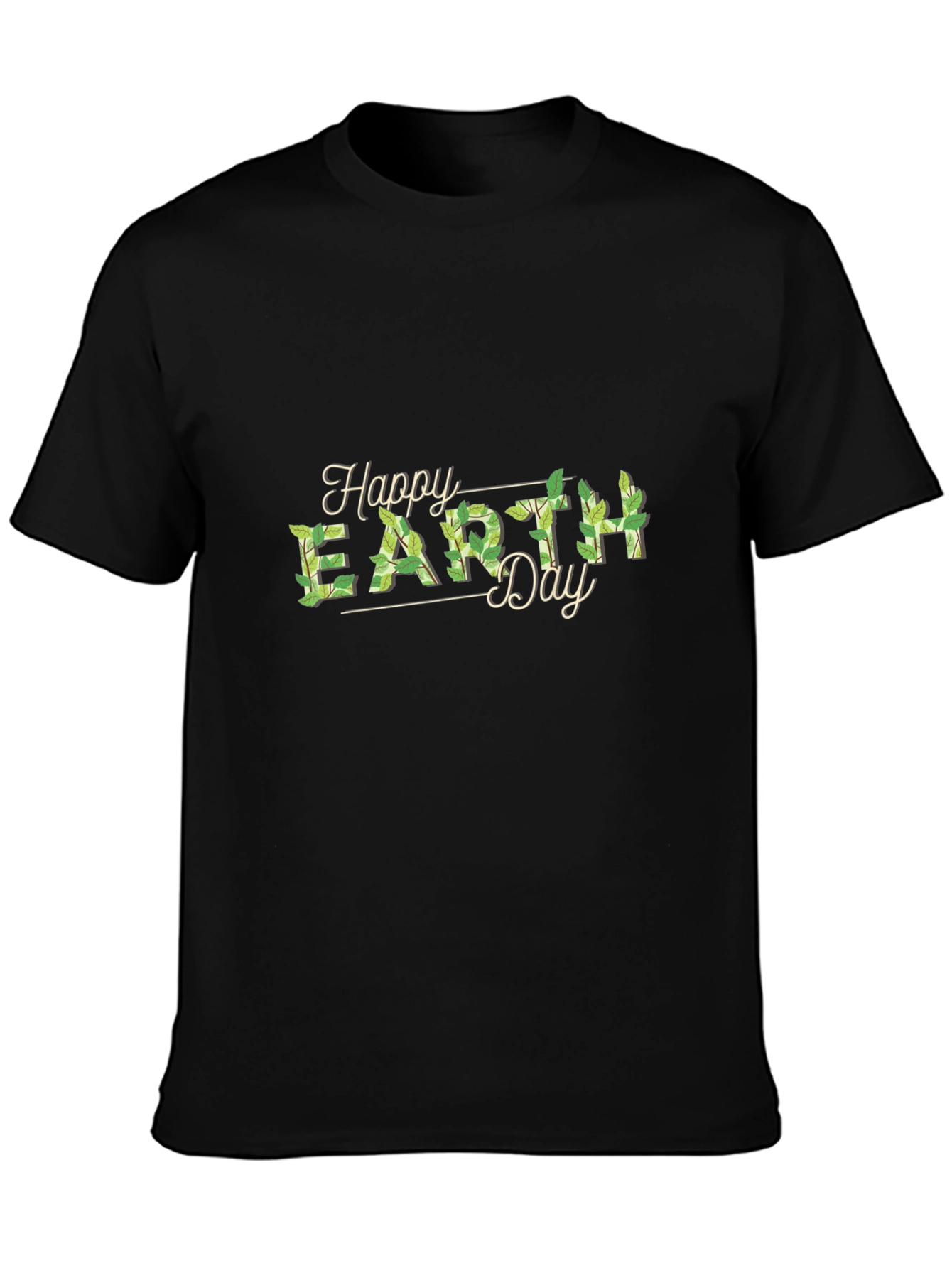 Happy Earth Day Graphic Tee - Black Crew Neck