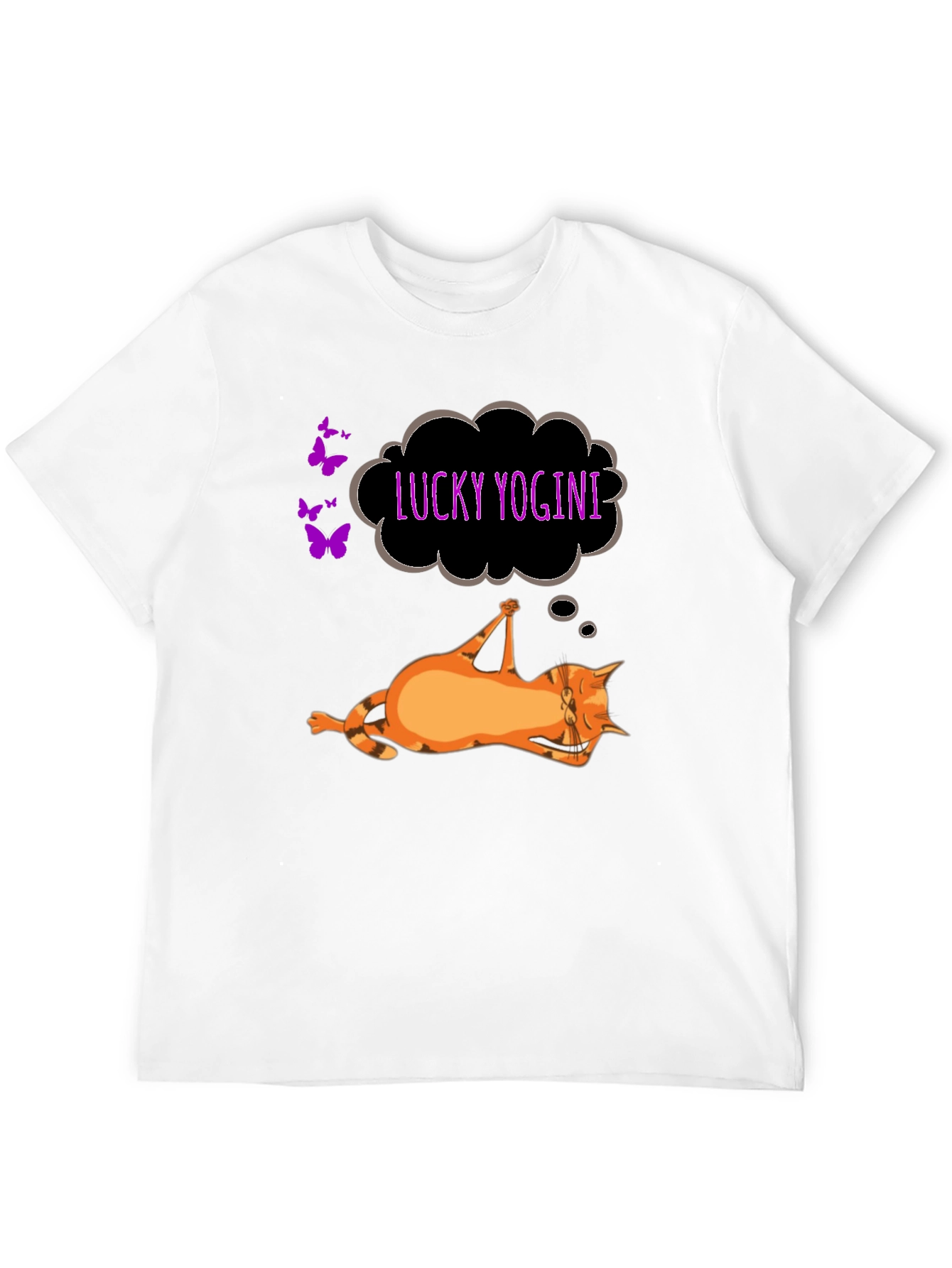 Lucky Yogini Cat Black T-Shirt
