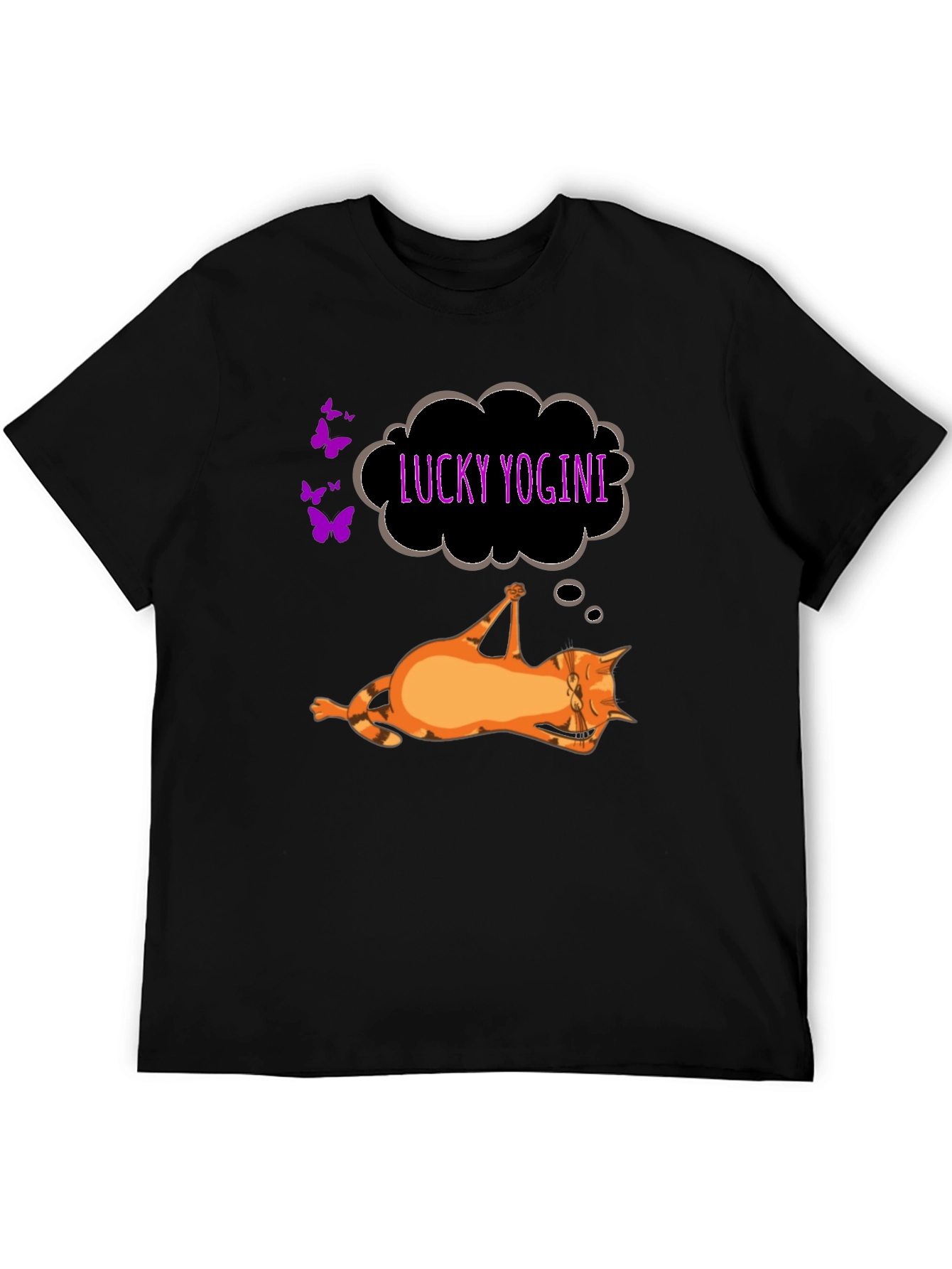 Lucky Yogini Cat Black T-Shirt