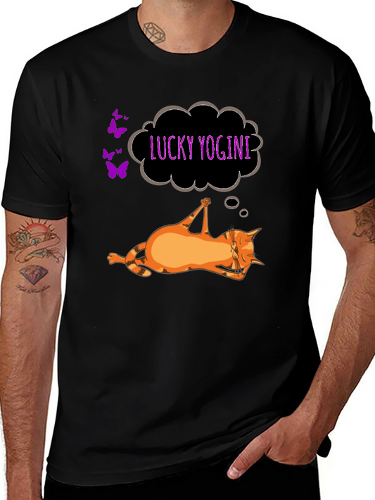Lucky Yogini Cat Black T-Shirt