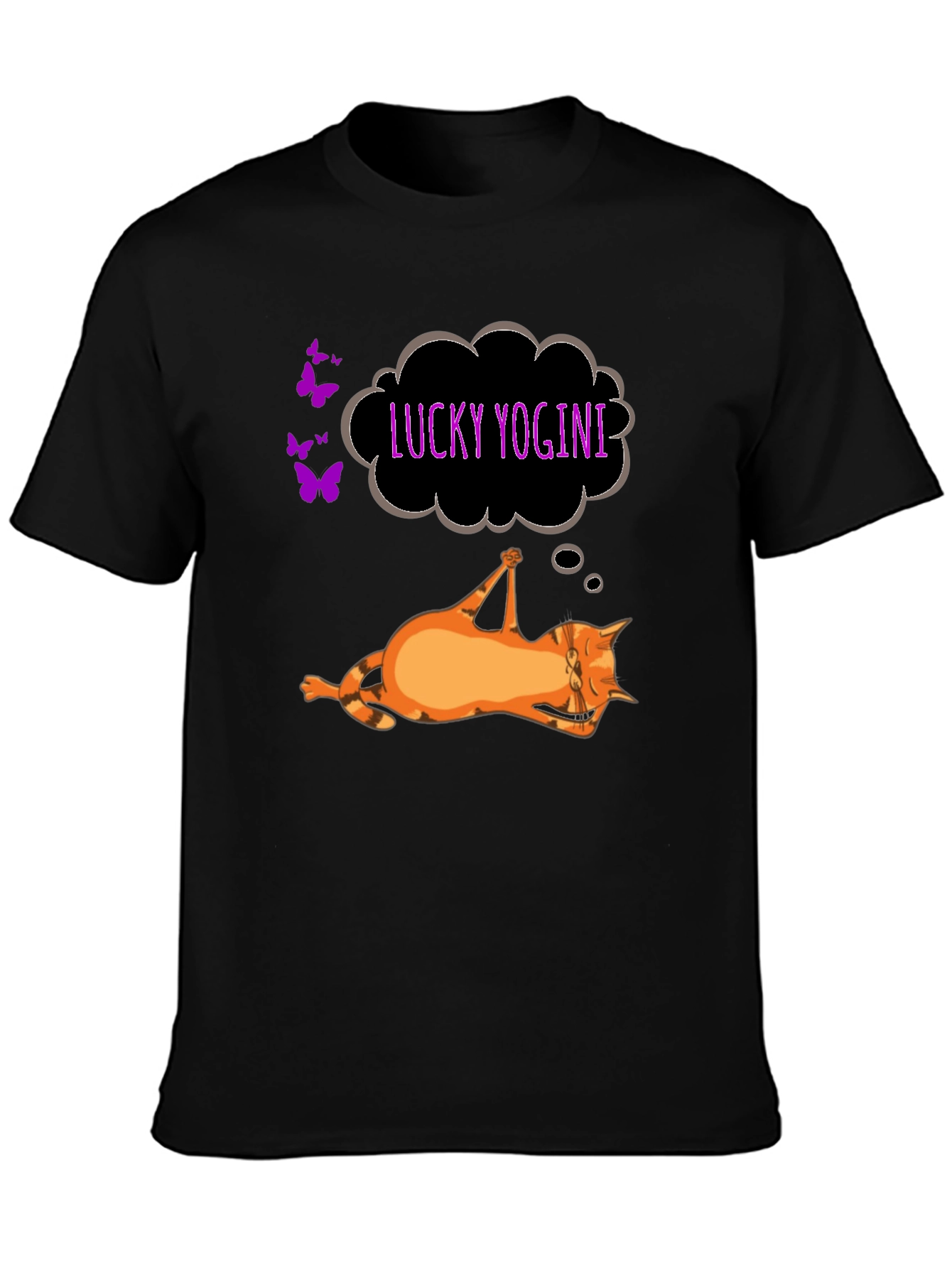 Lucky Yogini Cat Black T-Shirt