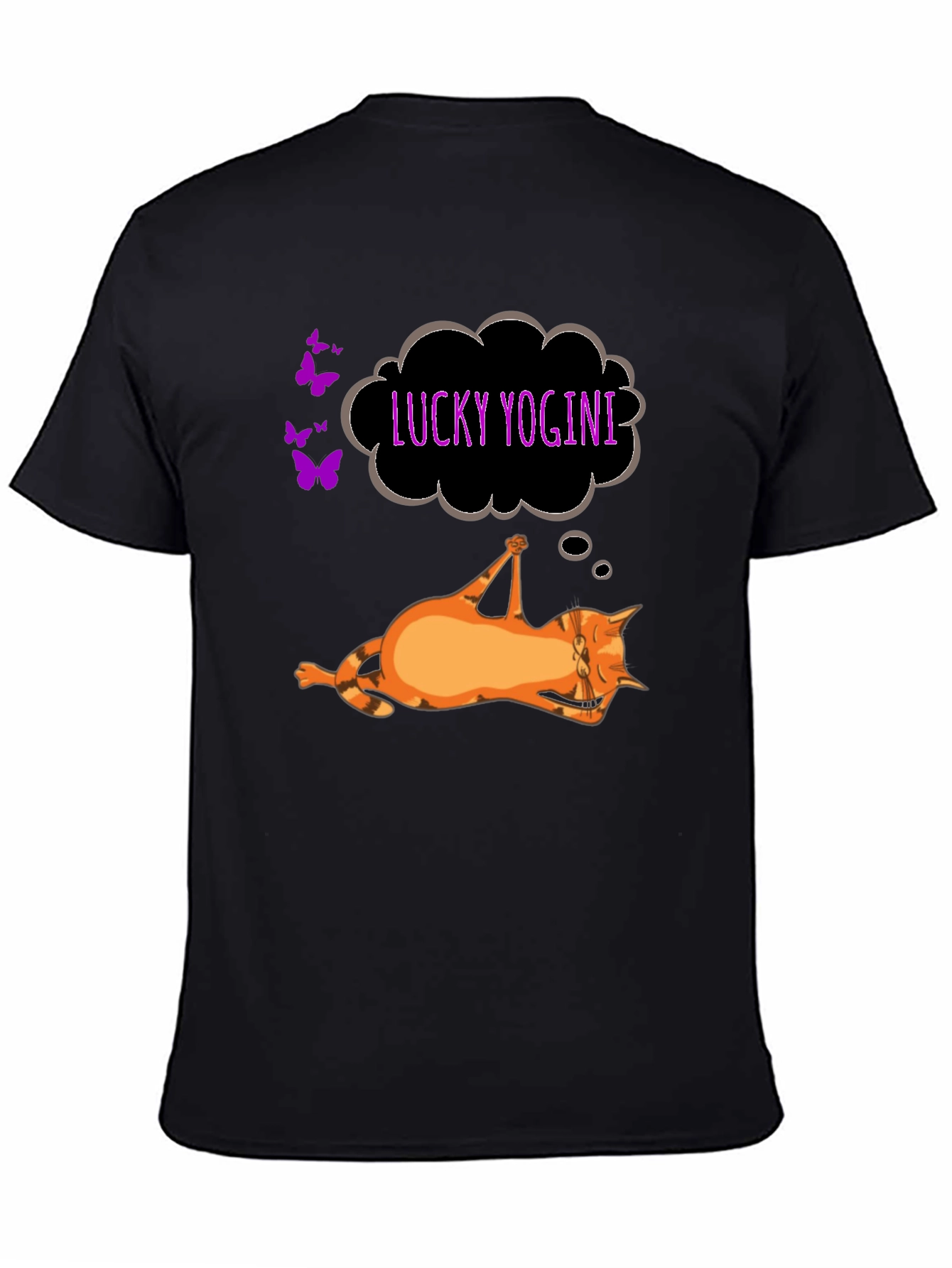 Lucky Yogini Cat Black T-Shirt
