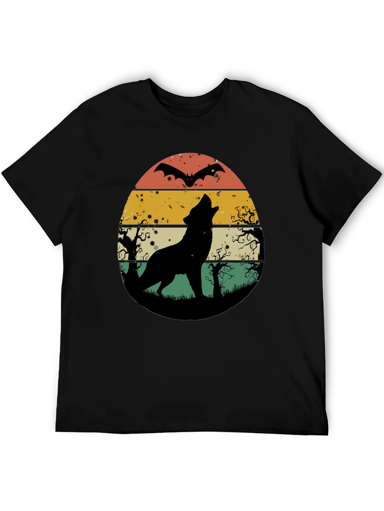 Retro Wolf Howl Halloween T-Shirt