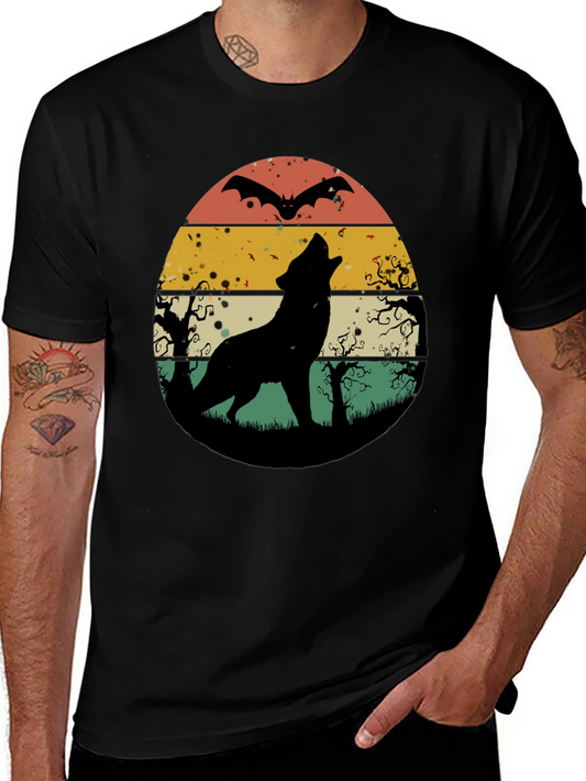 Retro Wolf Howl Halloween T-Shirt