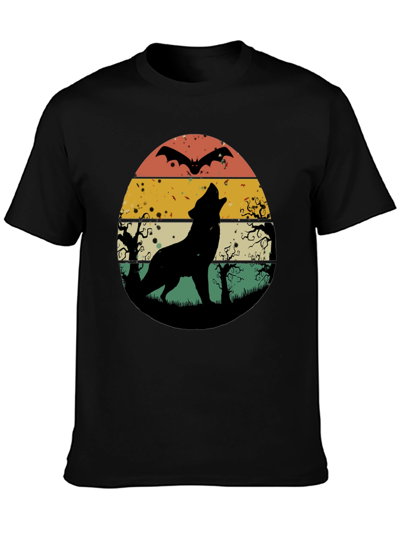 Retro Wolf Howl Halloween T-Shirt