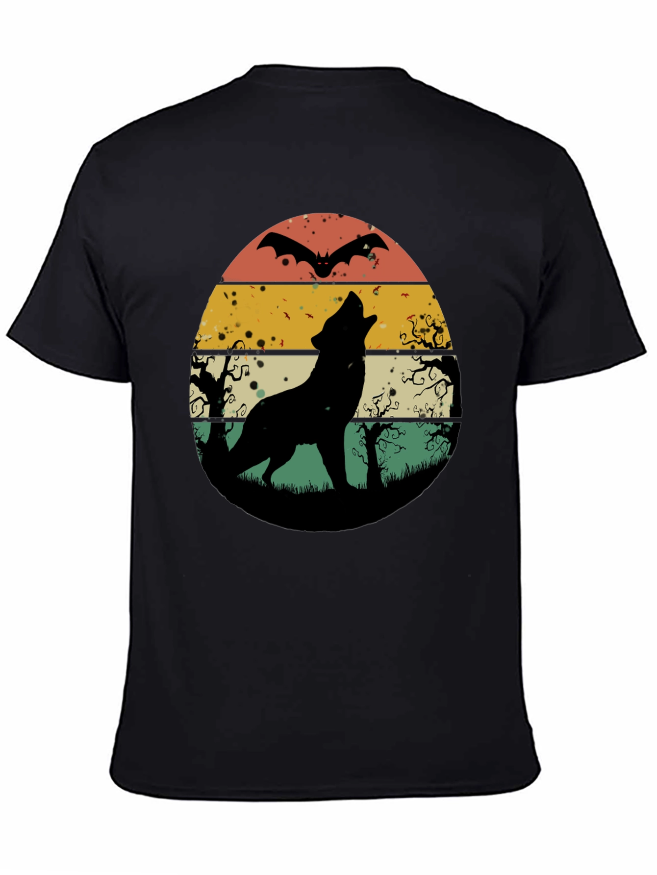 Retro Wolf Howl Halloween T-Shirt