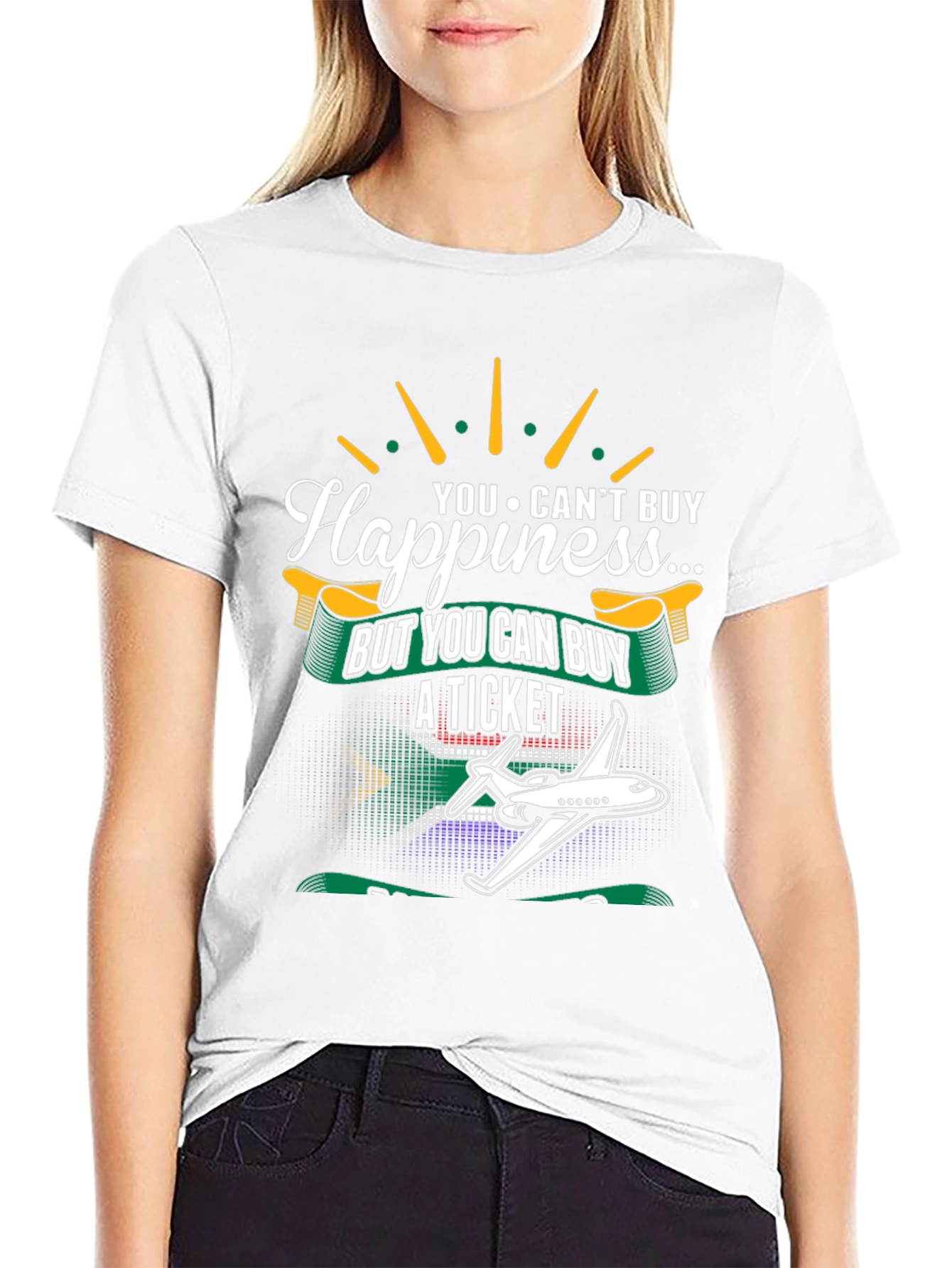 Happiness Ticket T-Shirt - Airplane Travel Tee