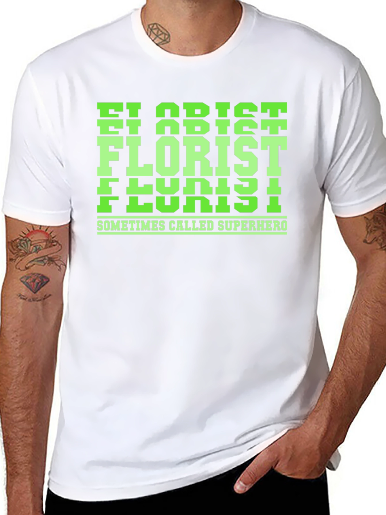 Florist Superhero Graphic Tee - Black Cotton T-Shirt