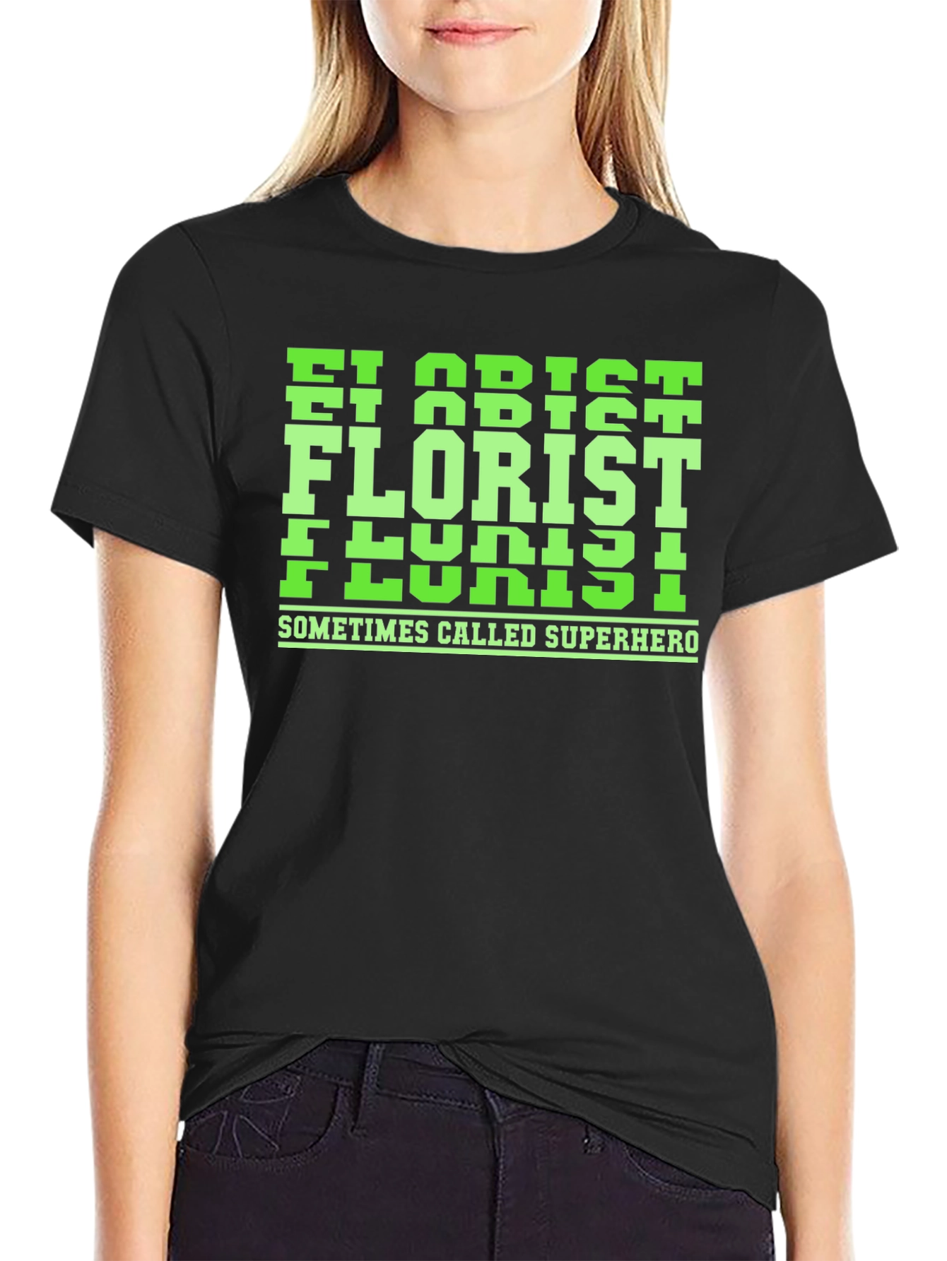 Florist Superhero Graphic Tee - Black Cotton T-Shirt