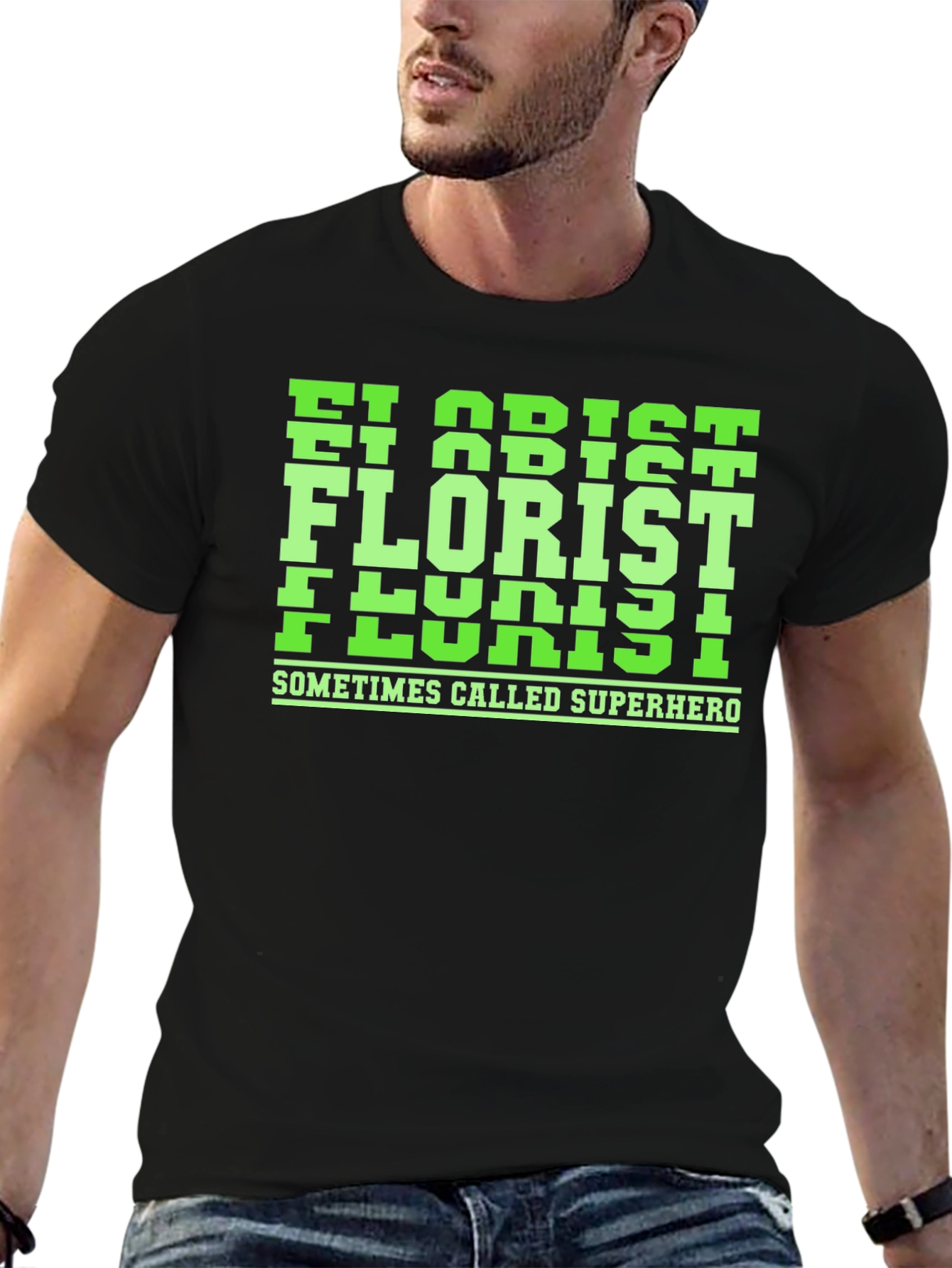 Florist Superhero Graphic Tee - Black Cotton T-Shirt