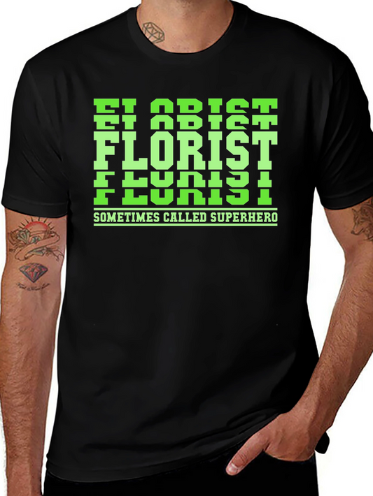 Florist Superhero Graphic Tee - Black Cotton T-Shirt