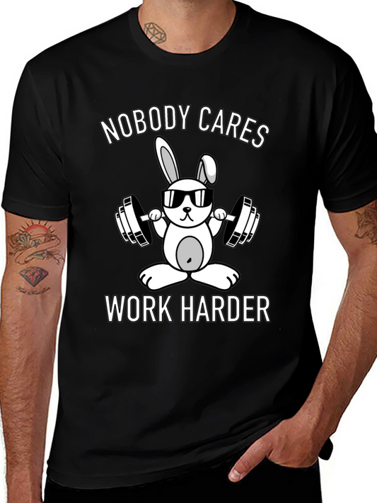 Workout Bunny T-Shirt - Nobody Cares Work Harder Tee