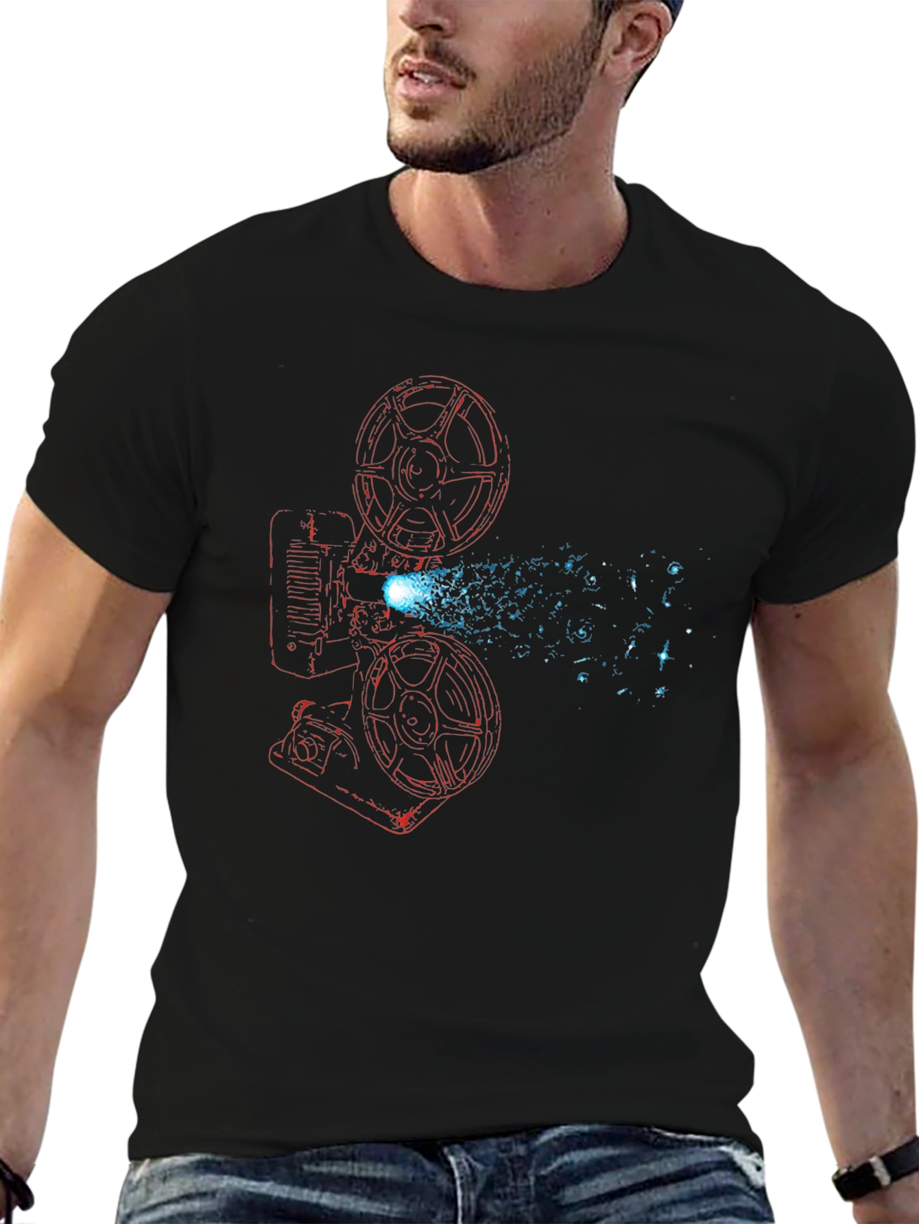 Retro Movie Projector Graphic T-Shirt