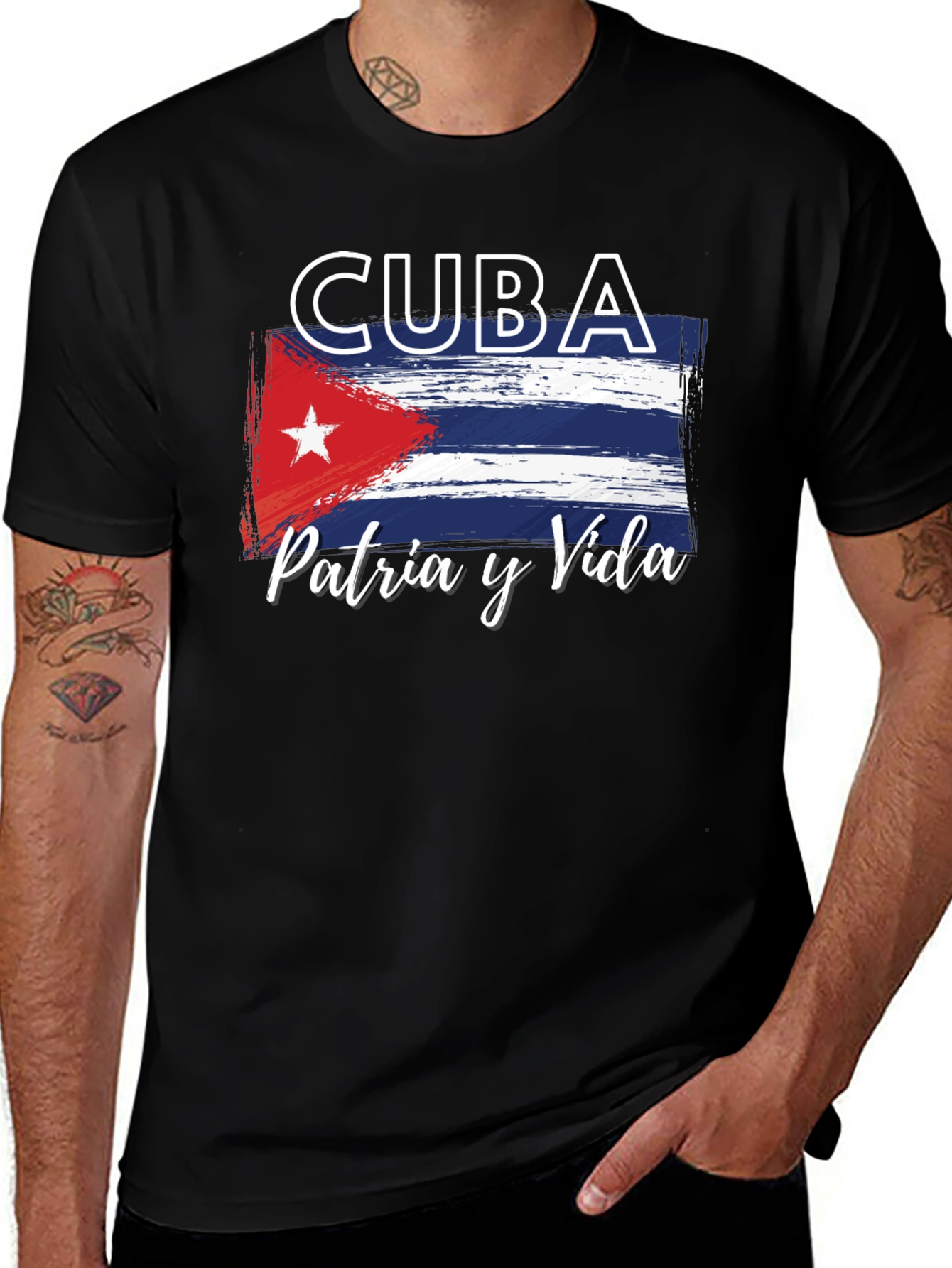 Cuba Flag T-Shirt Patria y Vida