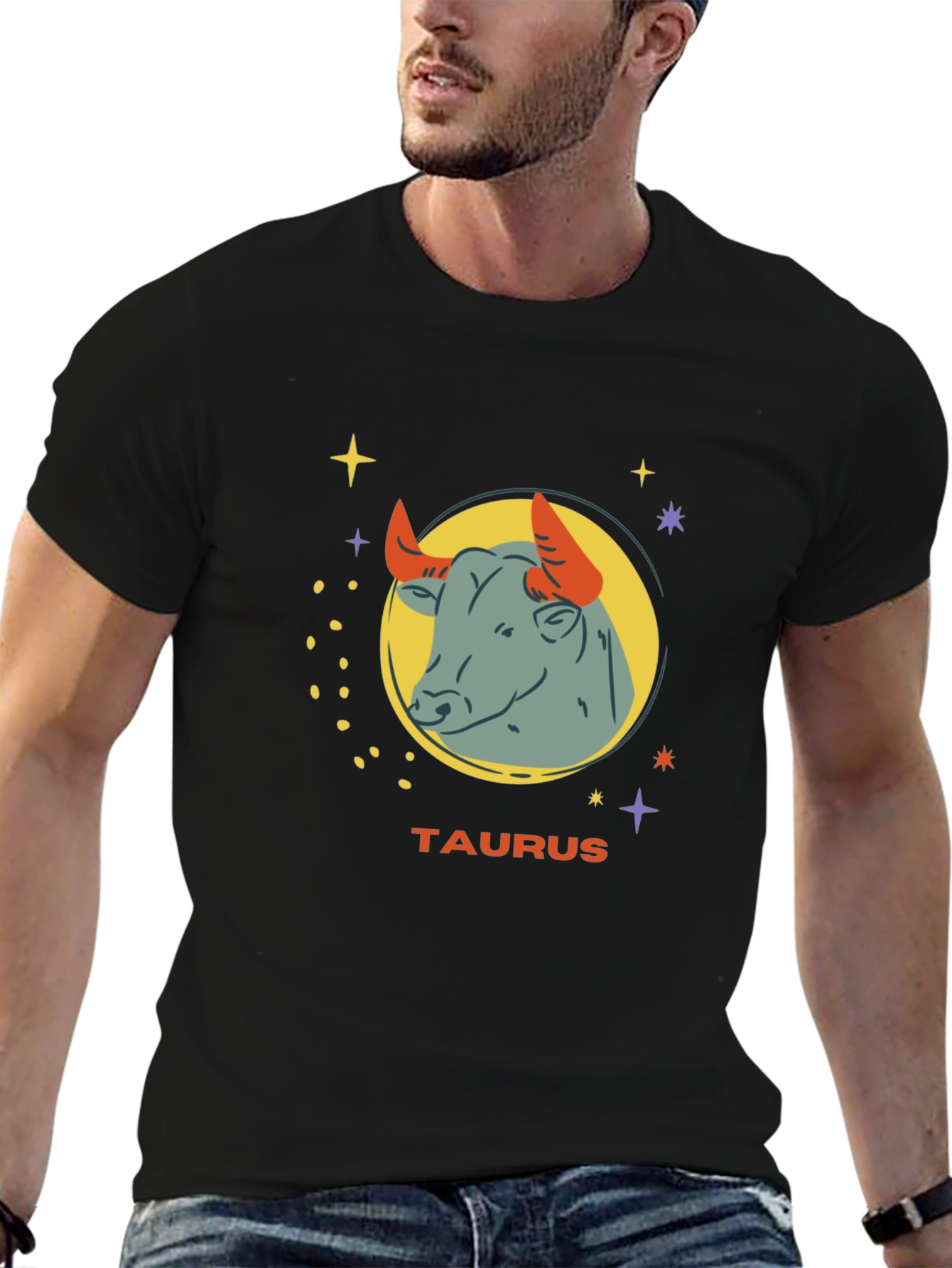 Taurus Zodiac Graphic Tee - Black Cotton Astrology Shirt