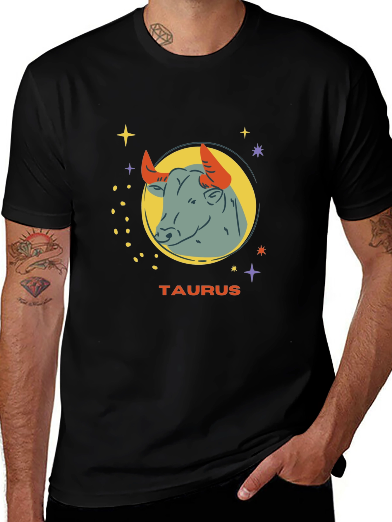 Taurus Zodiac Graphic Tee - Black Cotton Astrology Shirt