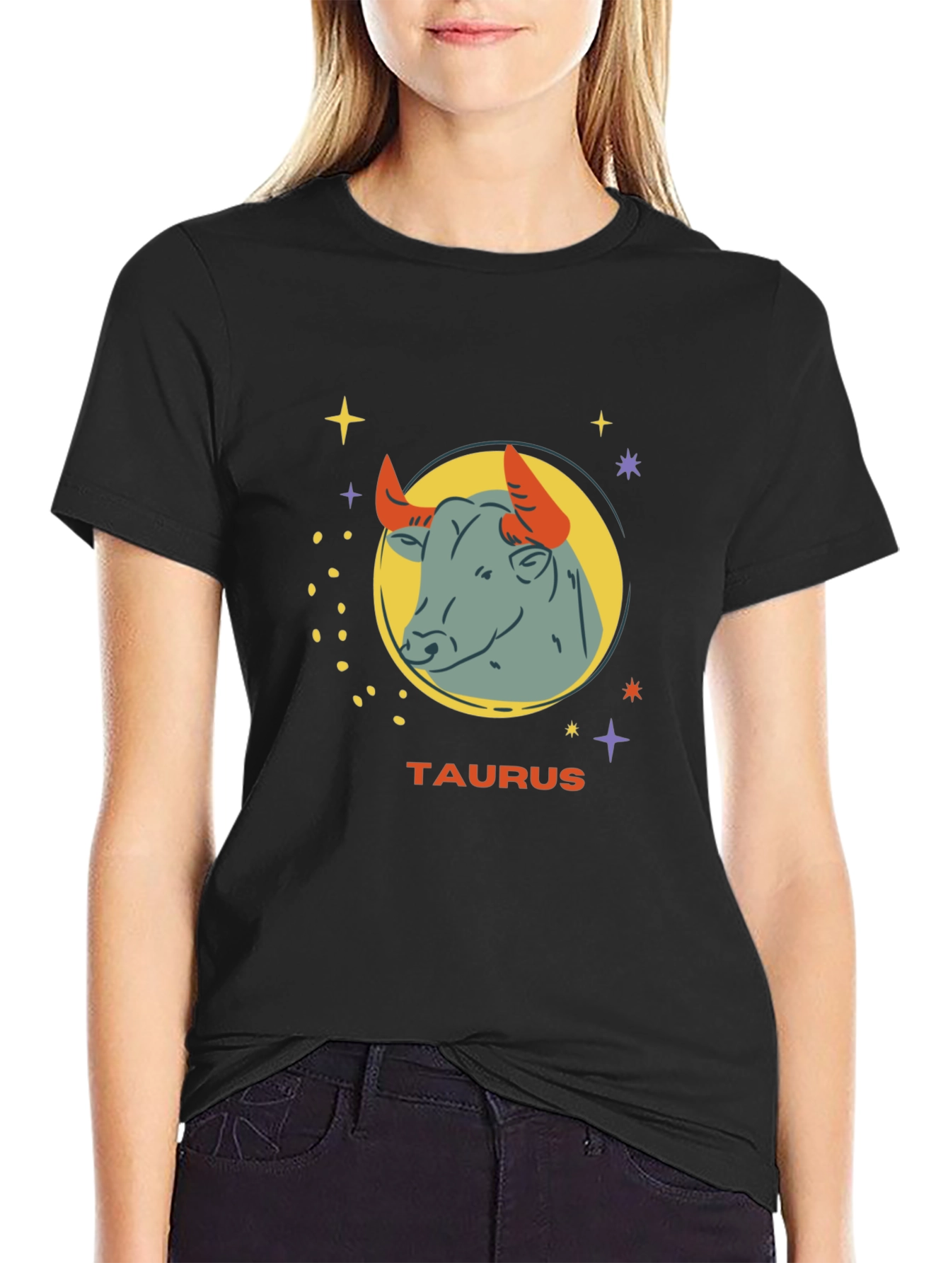 Taurus Zodiac Graphic Tee - Black Cotton Astrology Shirt