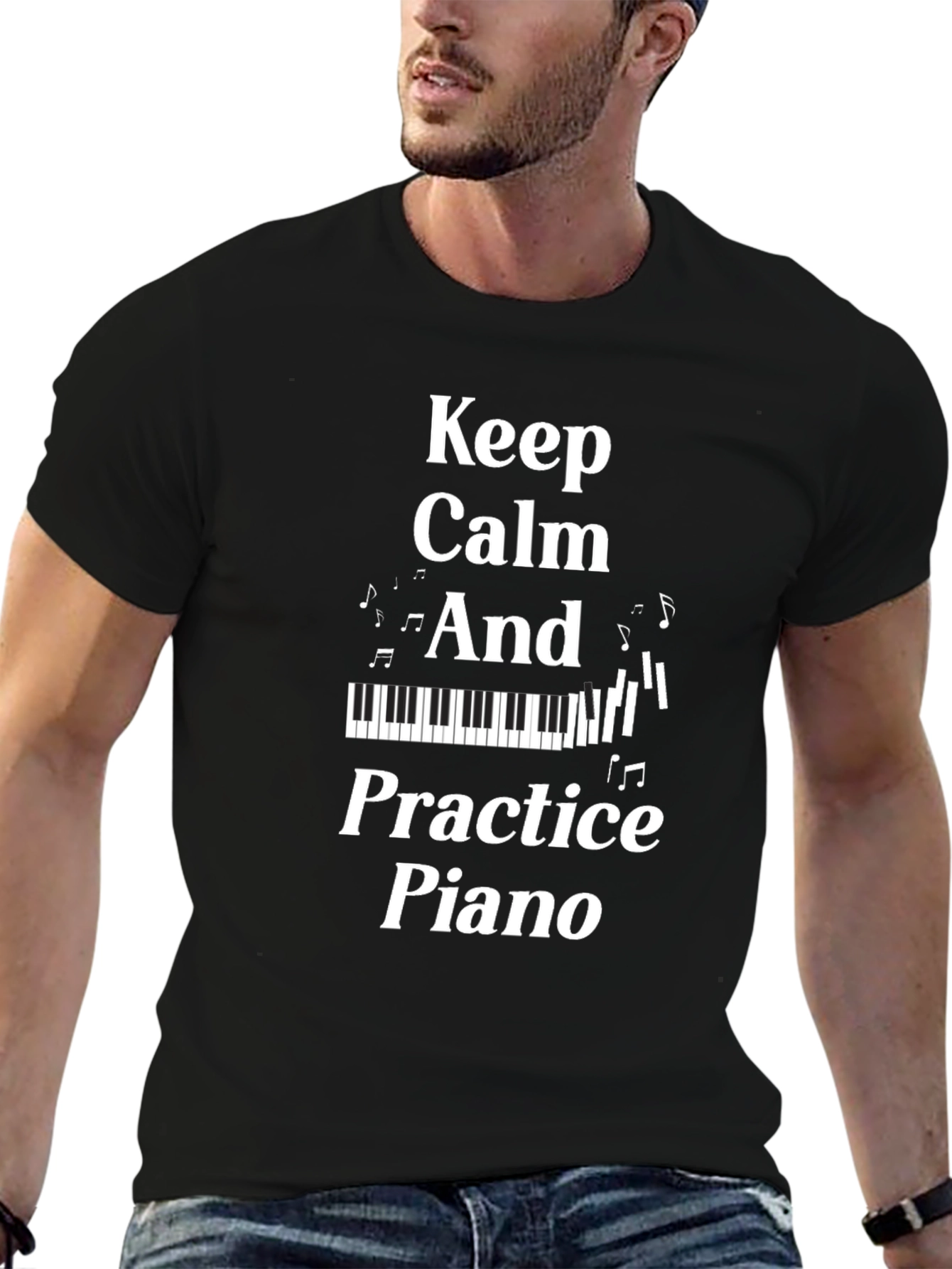 Keep Calm and Practice Piano Graphic T-Shirt