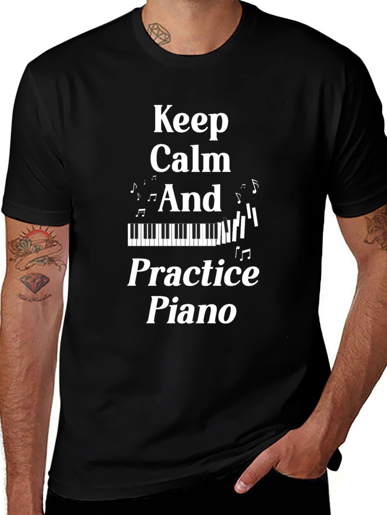 Keep Calm and Practice Piano Graphic T-Shirt